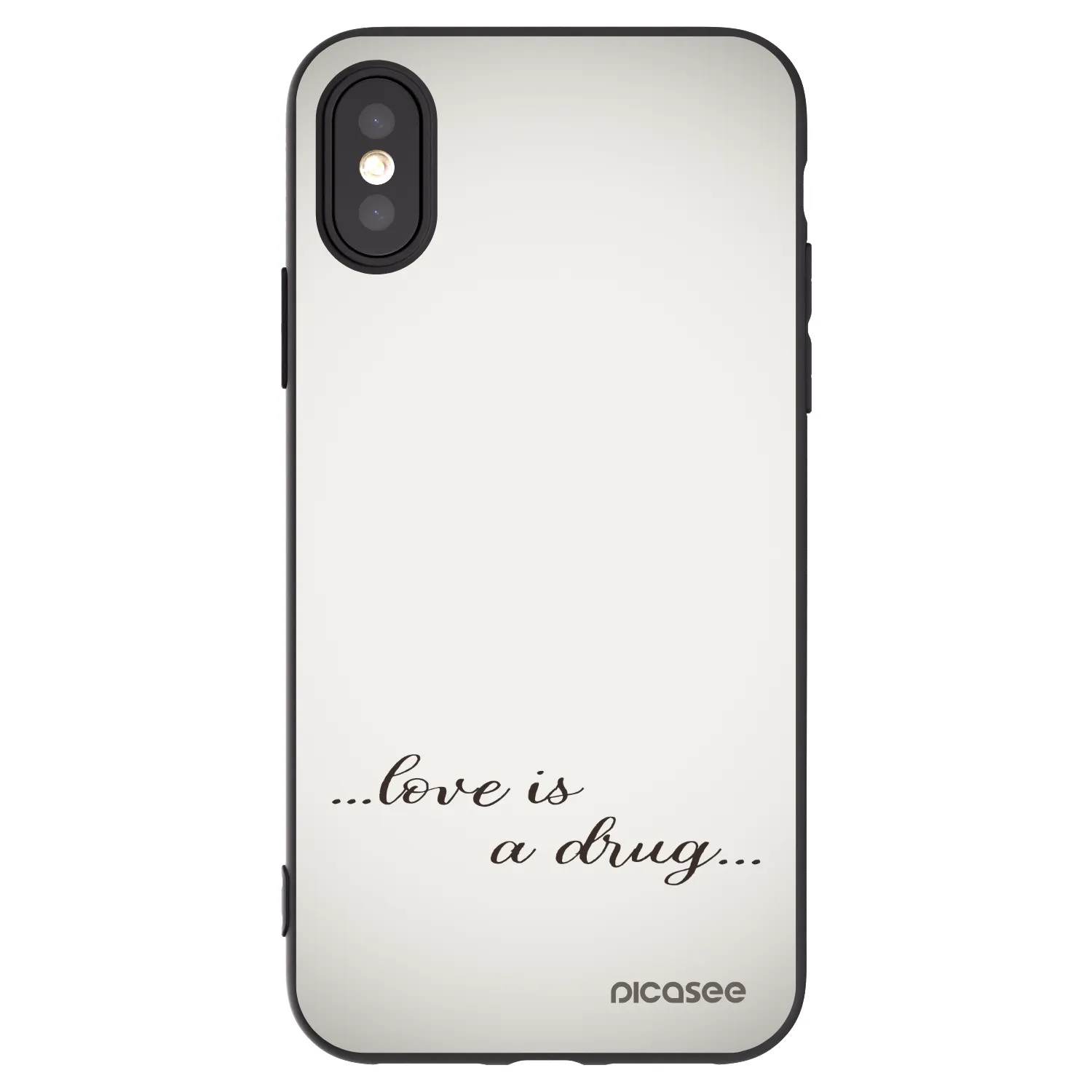 Picasee Μαύρη θήκη σιλικόνης για Apple iPhone X/XS - Love is a drug