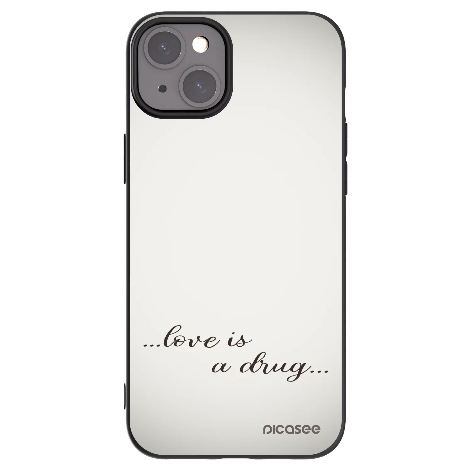 Picasee Μαύρη θήκη σιλικόνης για Apple iPhone 15 Plus - Love is a drug