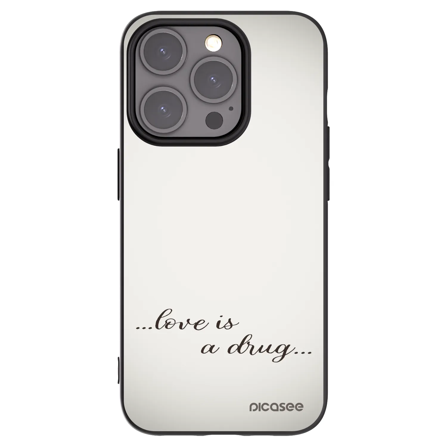 Picasee Μαύρη θήκη σιλικόνης για Apple iPhone 15 Pro - Love is a drug