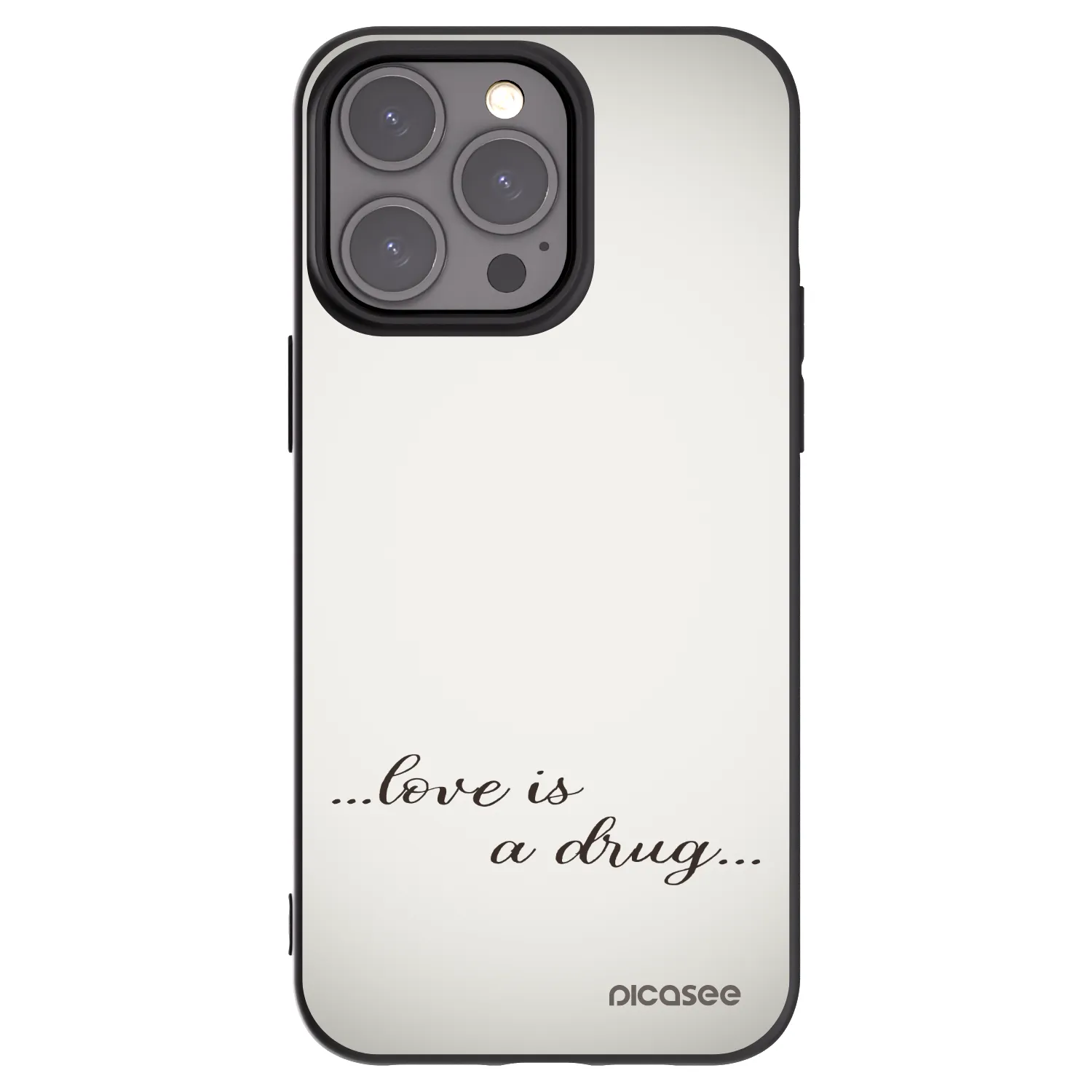 Picasee Μαύρη θήκη σιλικόνης για Apple iPhone 15 Pro Max - Love is a drug