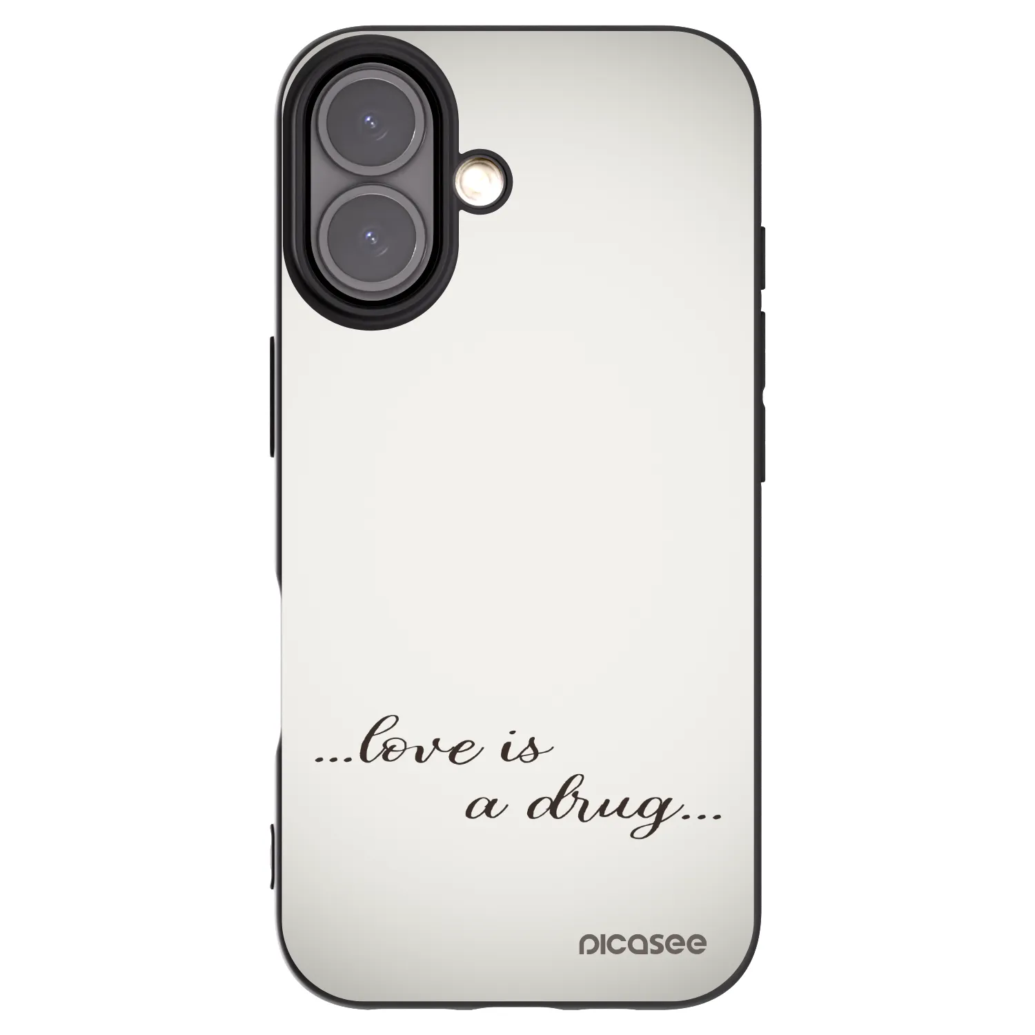 Picasee Μαύρη θήκη σιλικόνης για Apple iPhone 16 - Love is a drug