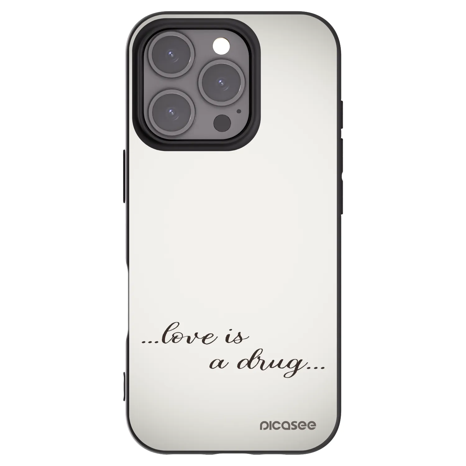 Picasee Μαύρη θήκη σιλικόνης για Apple iPhone 16 Pro - Love is a drug