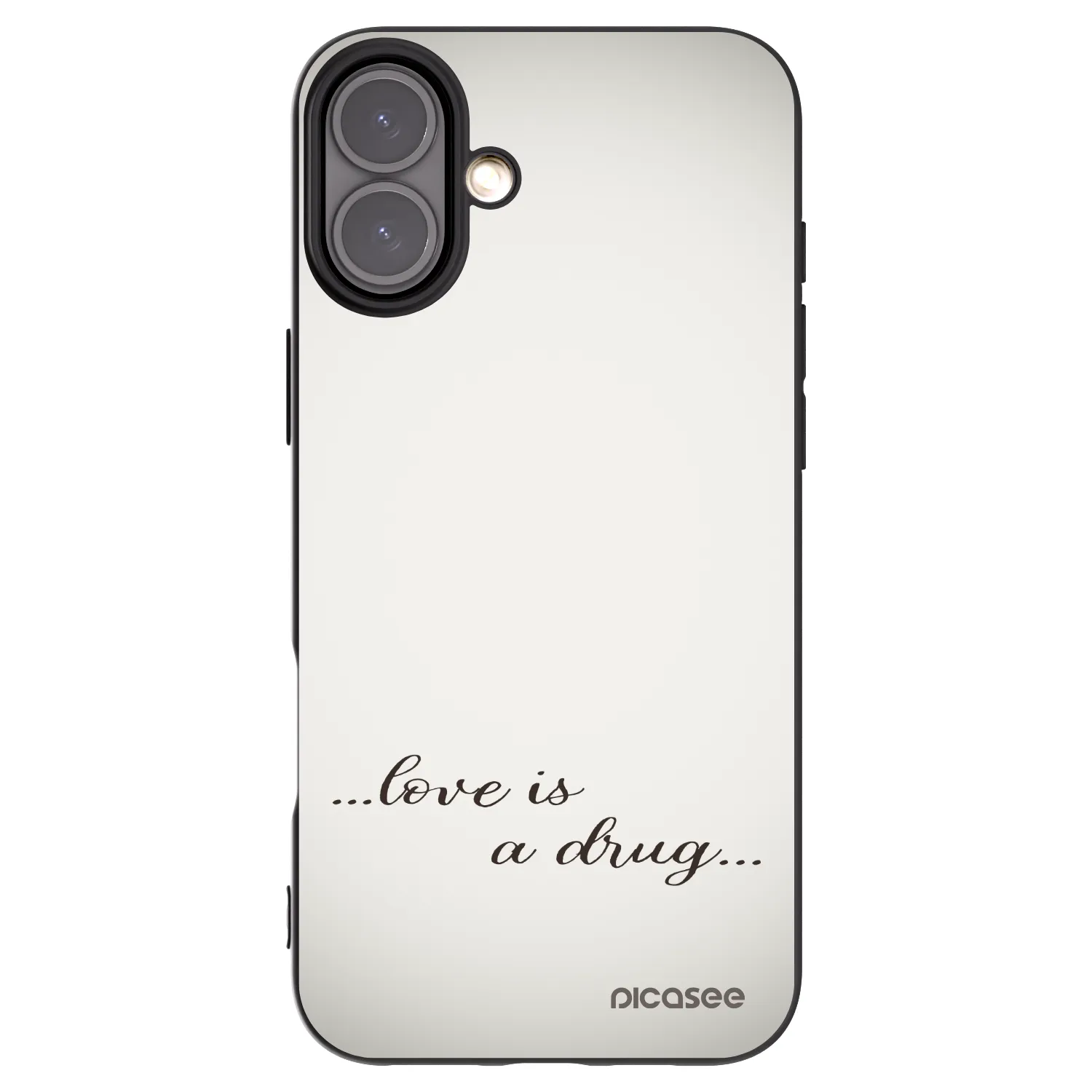 Picasee Μαύρη θήκη σιλικόνης για Apple iPhone 16 Plus - Love is a drug