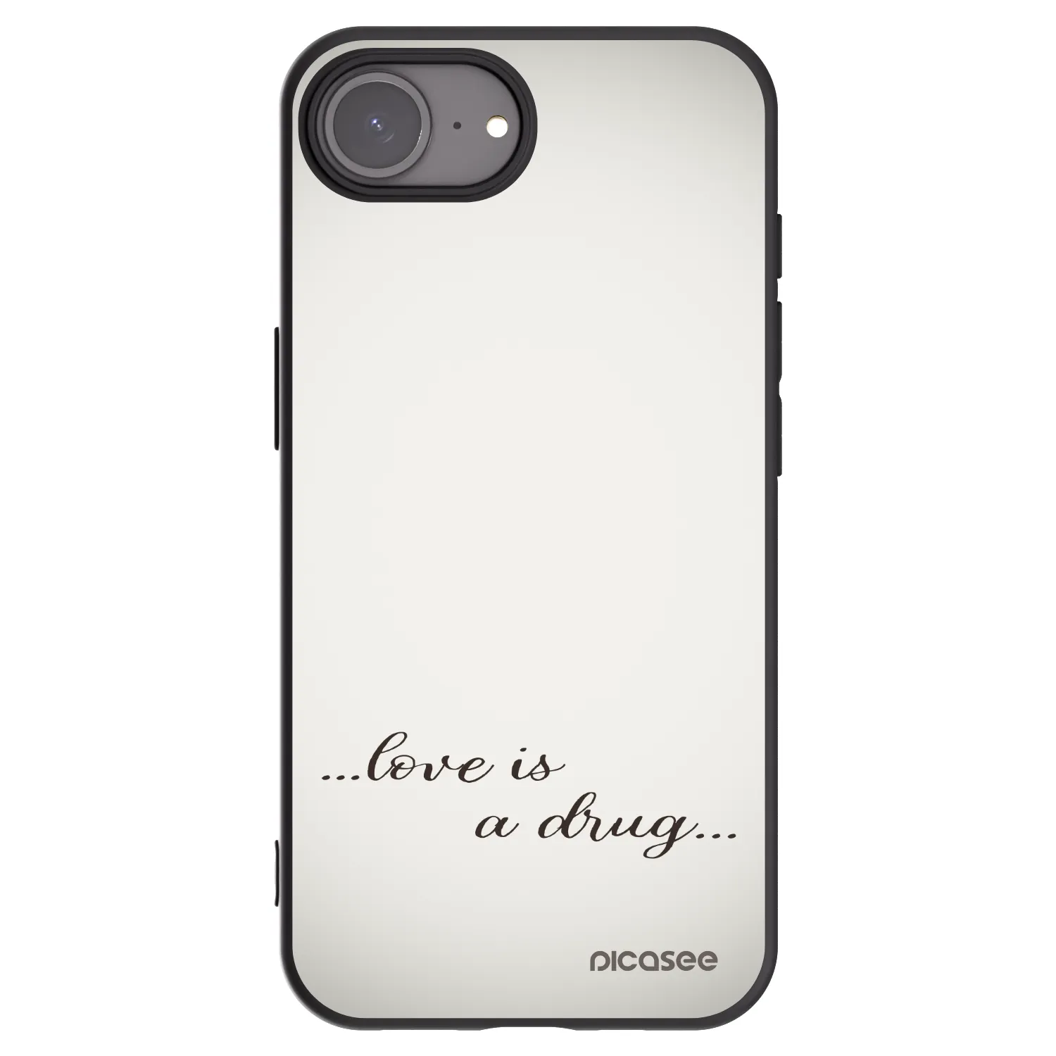 Picasee Μαύρη θήκη σιλικόνης για Apple iPhone 16e - Love is a drug