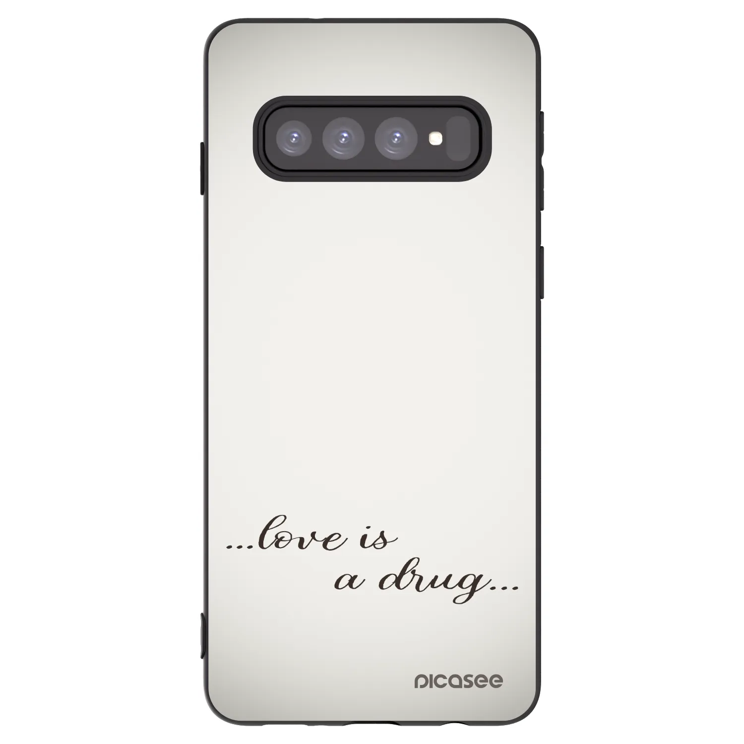 Picasee Μαύρη θήκη σιλικόνης για Samsung Galaxy S10 G973 - Love is a drug