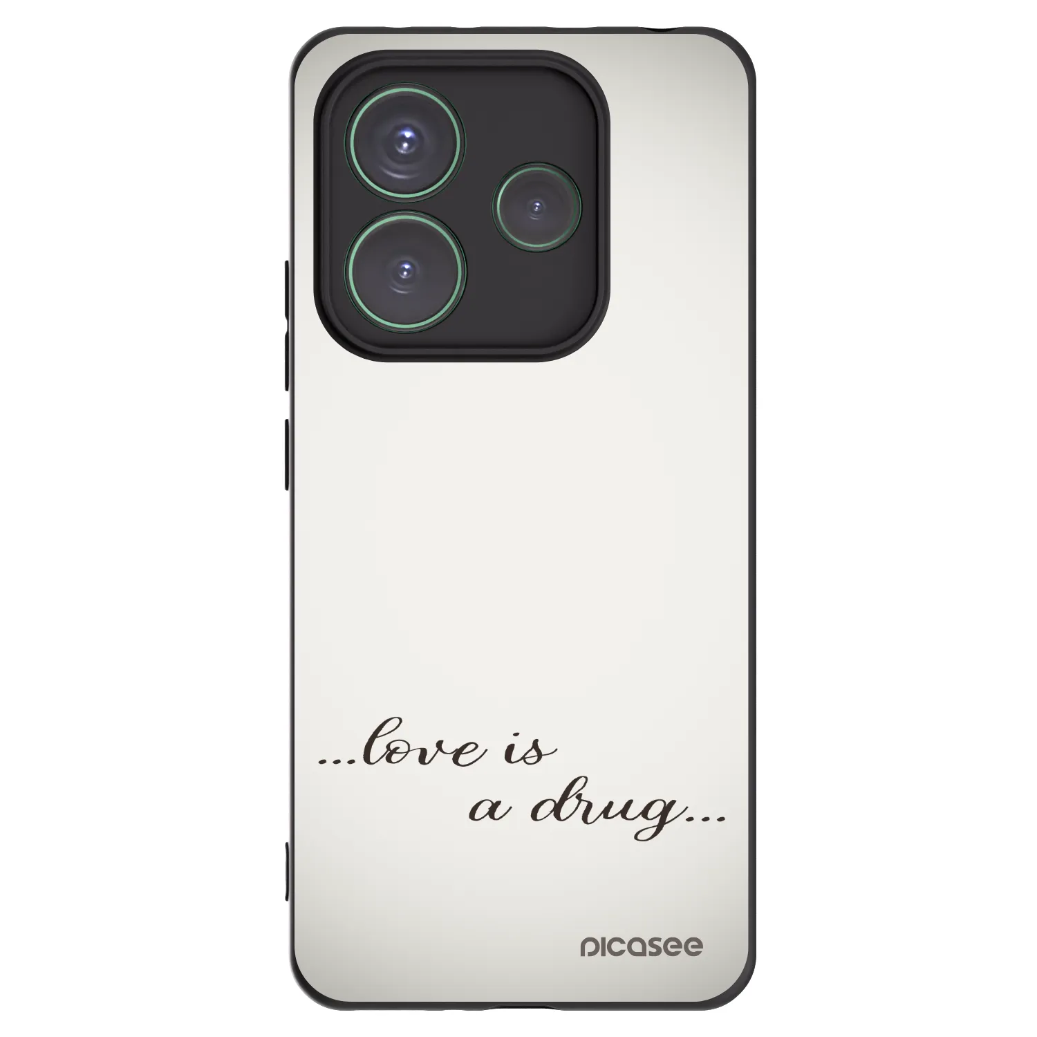 Picasee Μαύρη θήκη σιλικόνης για Xiaomi Redmi Note 14 5G - Love is a drug