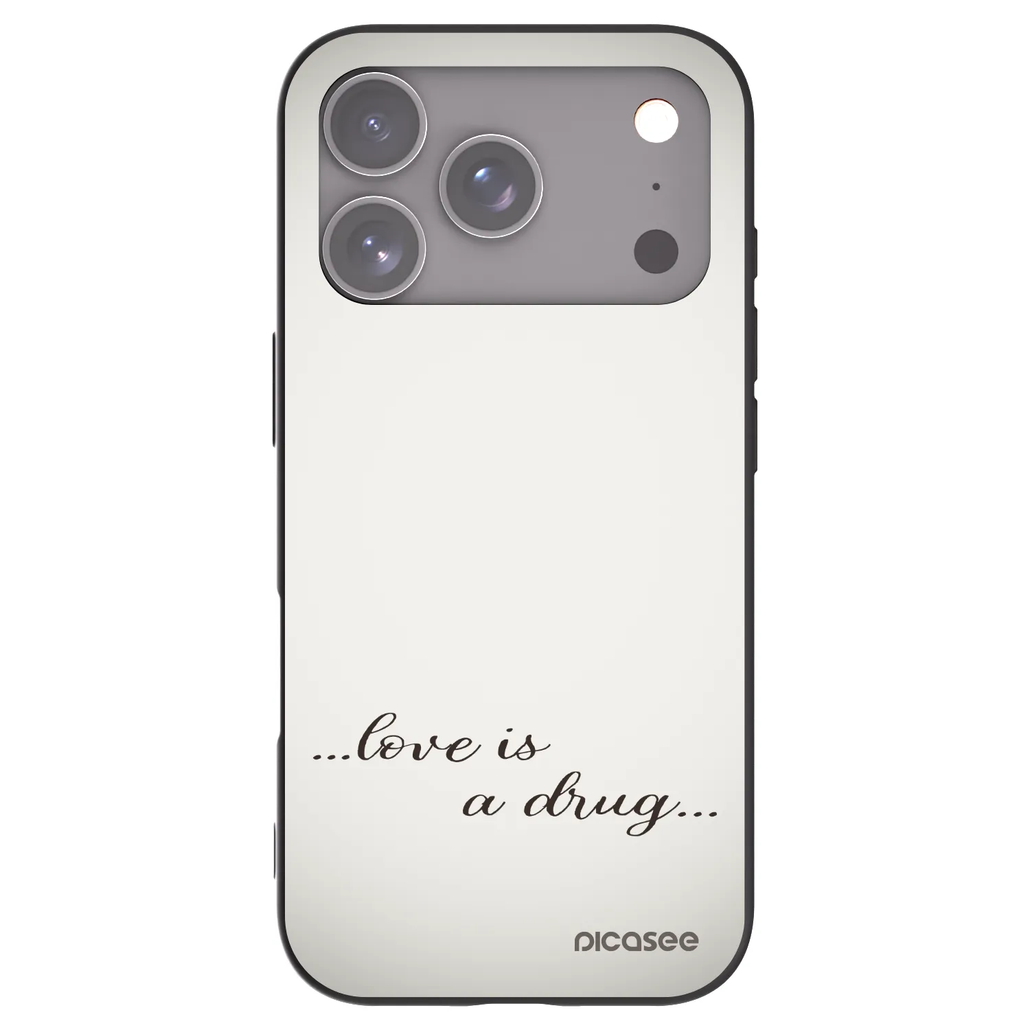 Picasee Μαύρη θήκη σιλικόνης για Apple iPhone 17 Pro - Love is a drug