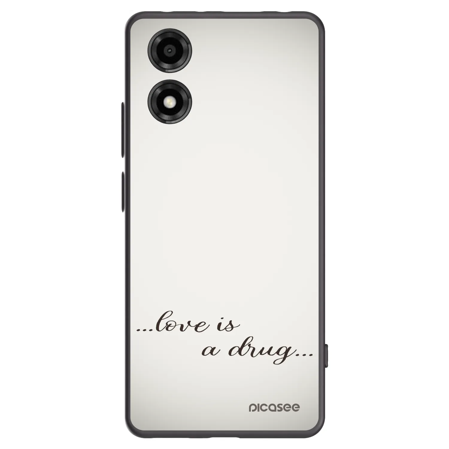 Picasee Μαύρη θήκη σιλικόνης για Motorola Moto E14 - Love is a drug