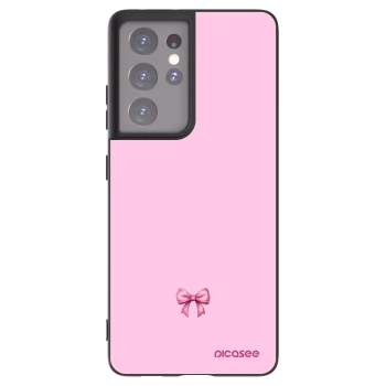 Picasee Μαύρη θήκη σιλικόνης για Samsung Galaxy S21 Ultra 5G G998B - Blush bow