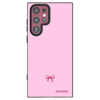 Picasee Μαύρη θήκη σιλικόνης για Samsung Galaxy S22 Ultra 5G - Blush bow