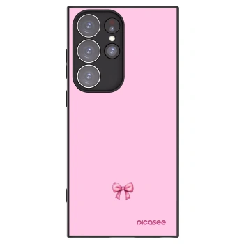 Picasee Μαύρη θήκη σιλικόνης για Samsung Galaxy S23 Ultra 5G - Blush bow