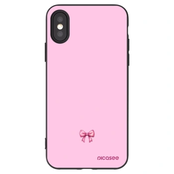 Picasee Μαύρη θήκη σιλικόνης για Apple iPhone X/XS - Blush bow