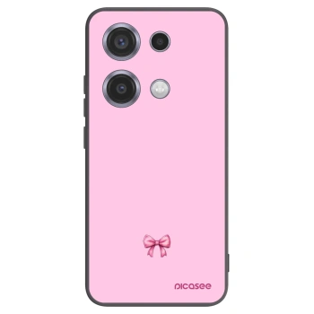 Picasee Μαύρη θήκη σιλικόνης για Xiaomi Redmi Note 14S - Blush bow