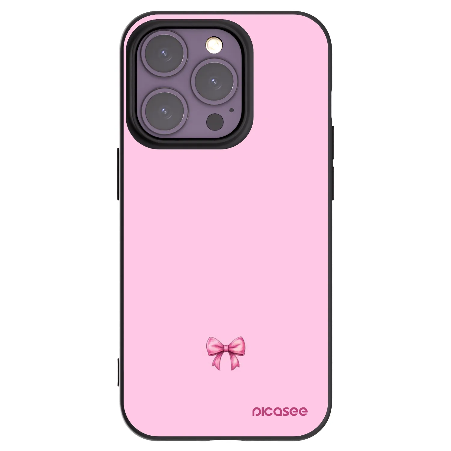 Picasee Μαύρη θήκη σιλικόνης για Apple iPhone 14 Pro - Blush bow