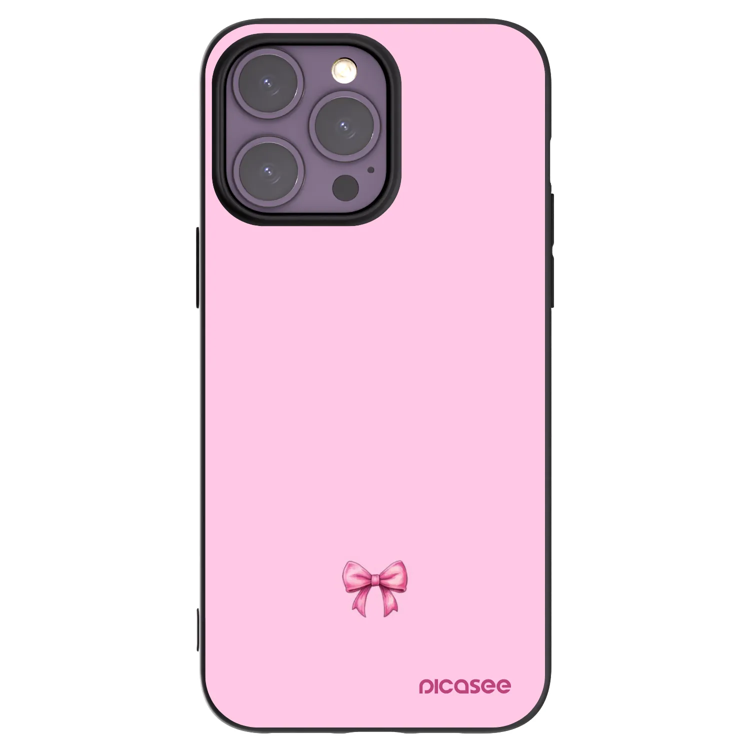 Picasee Μαύρη θήκη σιλικόνης για Apple iPhone 14 Pro Max - Blush bow