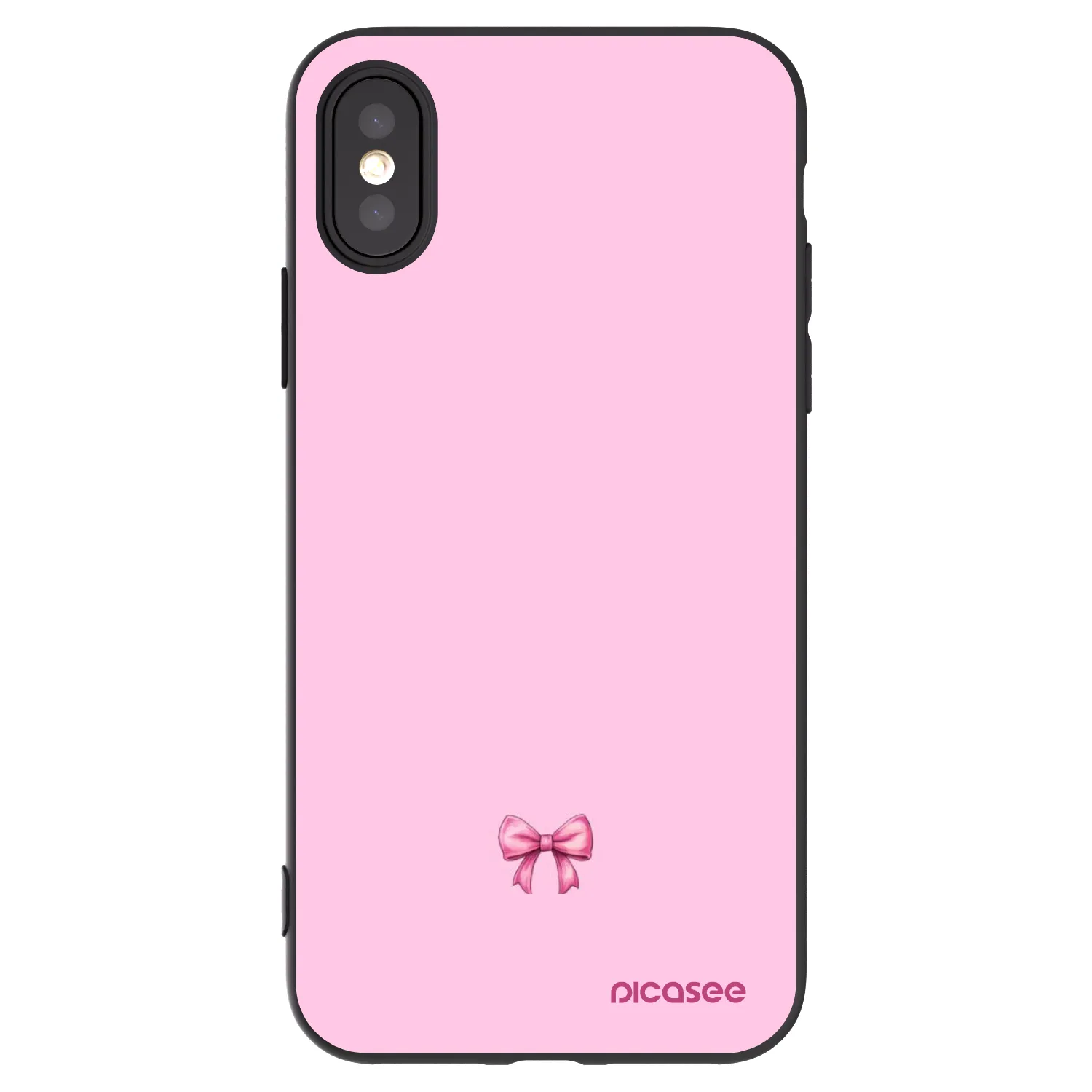Picasee Μαύρη θήκη σιλικόνης για Apple iPhone X/XS - Blush bow