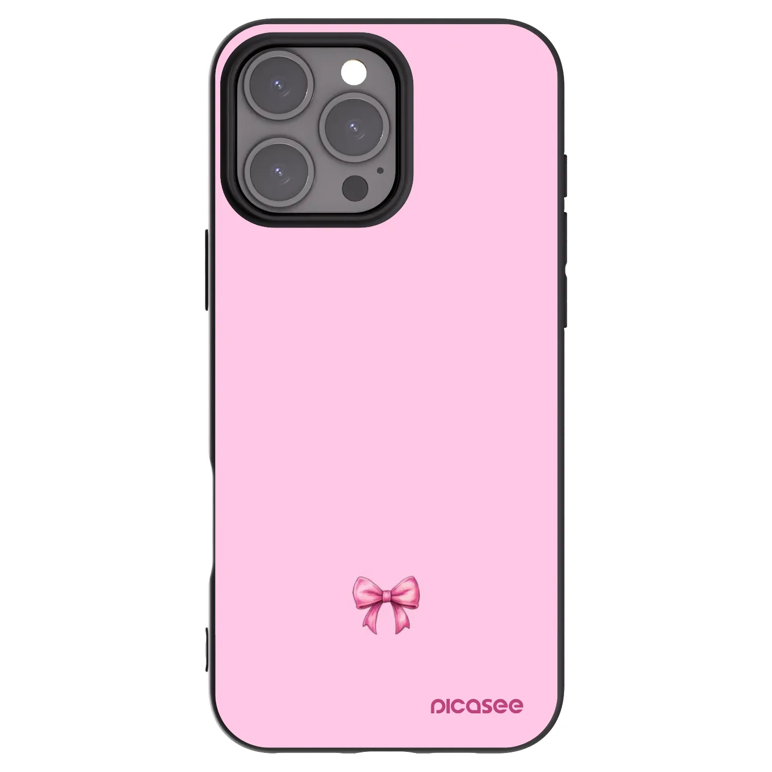 Picasee Μαύρη θήκη σιλικόνης για Apple iPhone 16 Pro Max - Blush bow