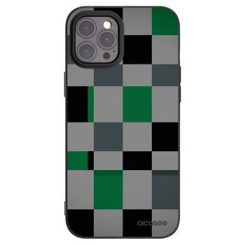 Picasee Μαύρη θήκη σιλικόνης για Apple iPhone 12 Pro Max - Block Grid