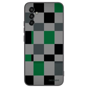 Picasee Μαύρη θήκη σιλικόνης για Samsung Galaxy M13 M135F - Block Grid