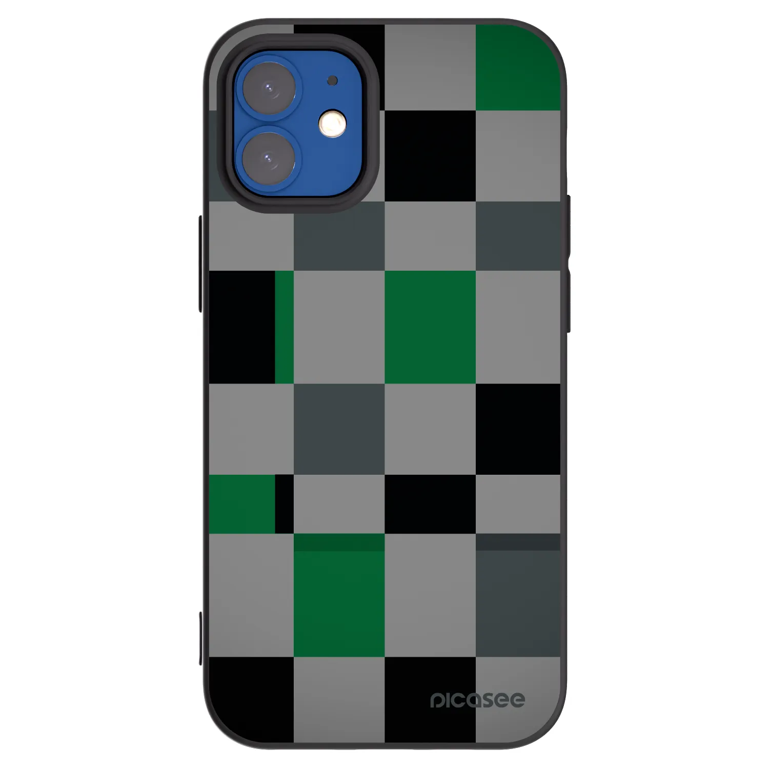 Picasee Μαύρη θήκη σιλικόνης για Apple iPhone 12 mini - Block Grid