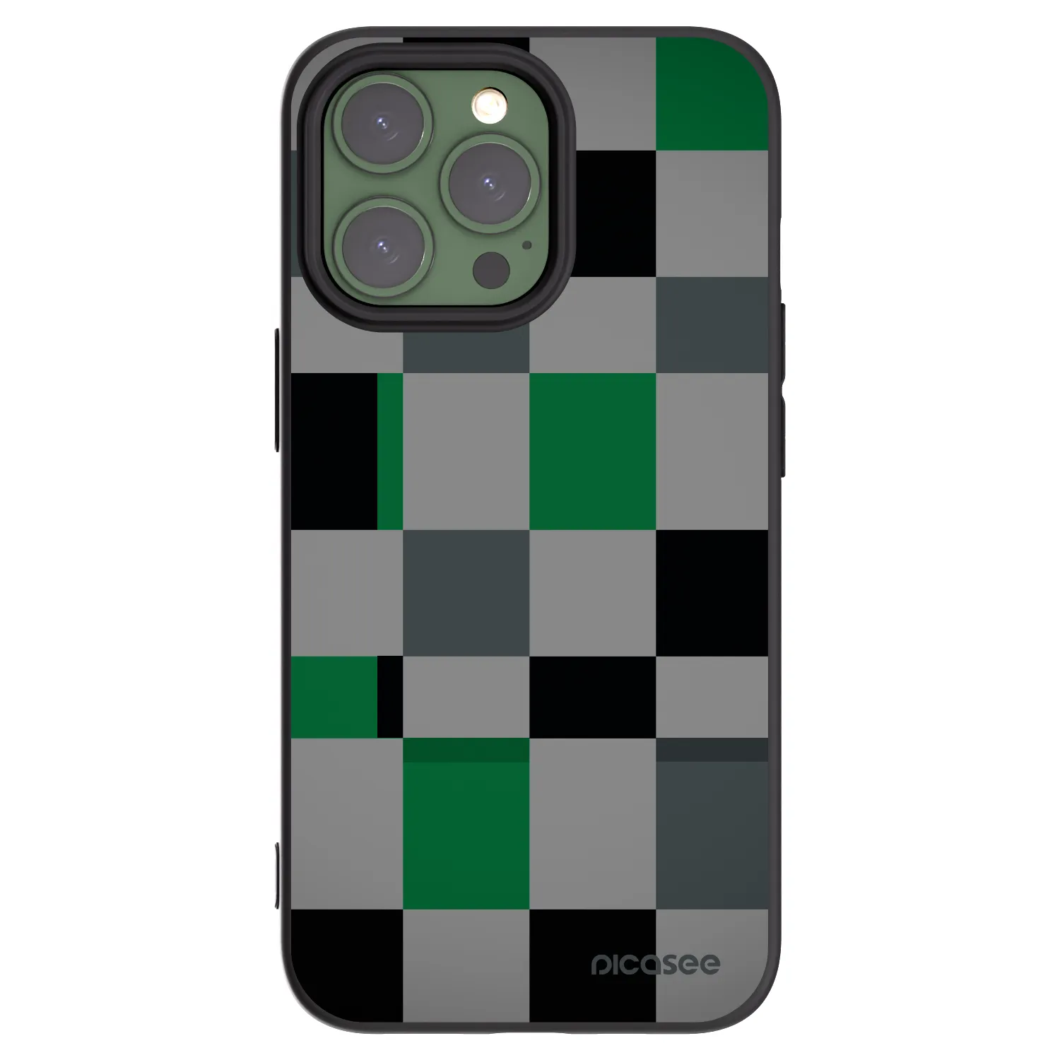 Picasee Μαύρη θήκη σιλικόνης για Apple iPhone 13 Pro - Block Grid