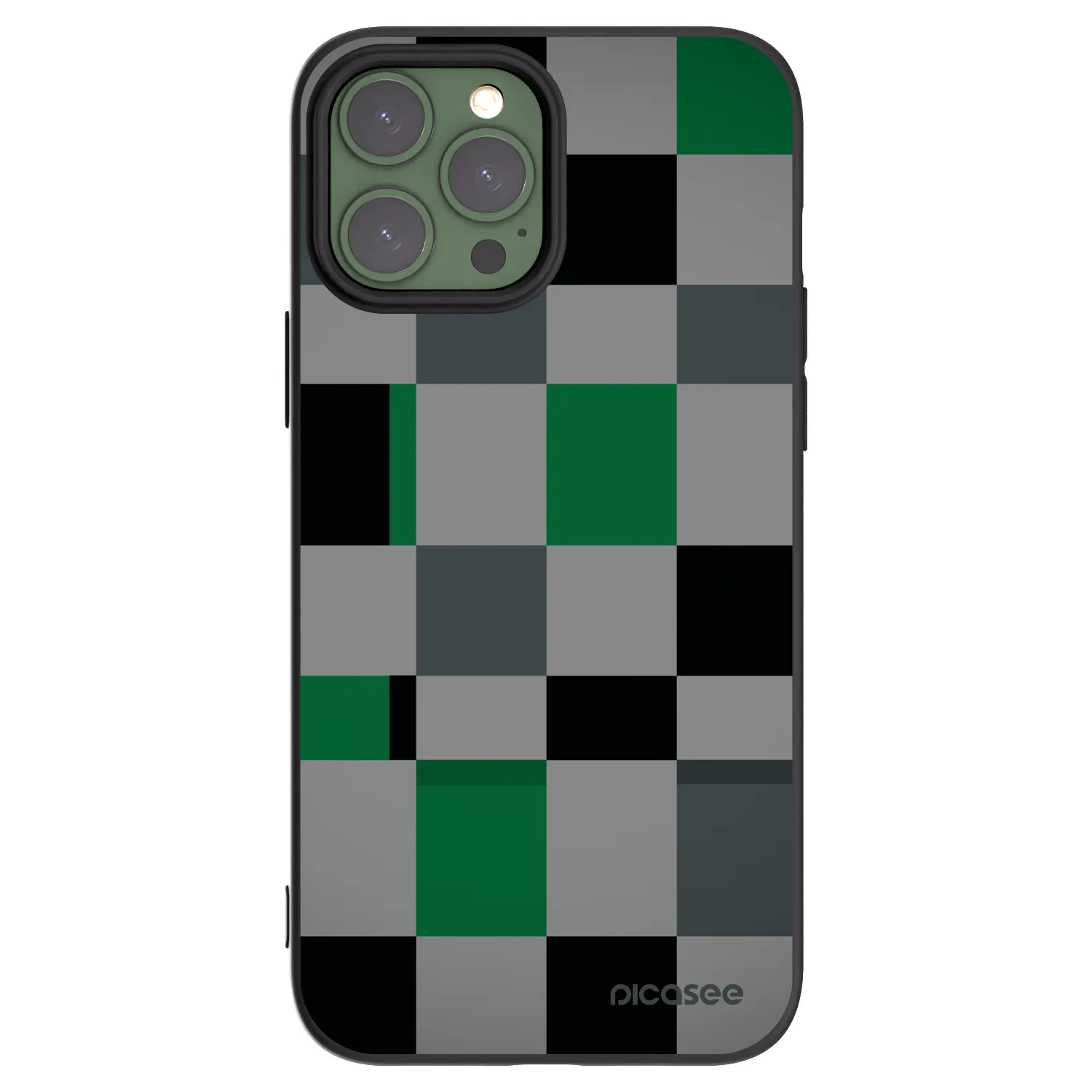 Picasee Μαύρη θήκη σιλικόνης για Apple iPhone 13 Pro Max - Block Grid