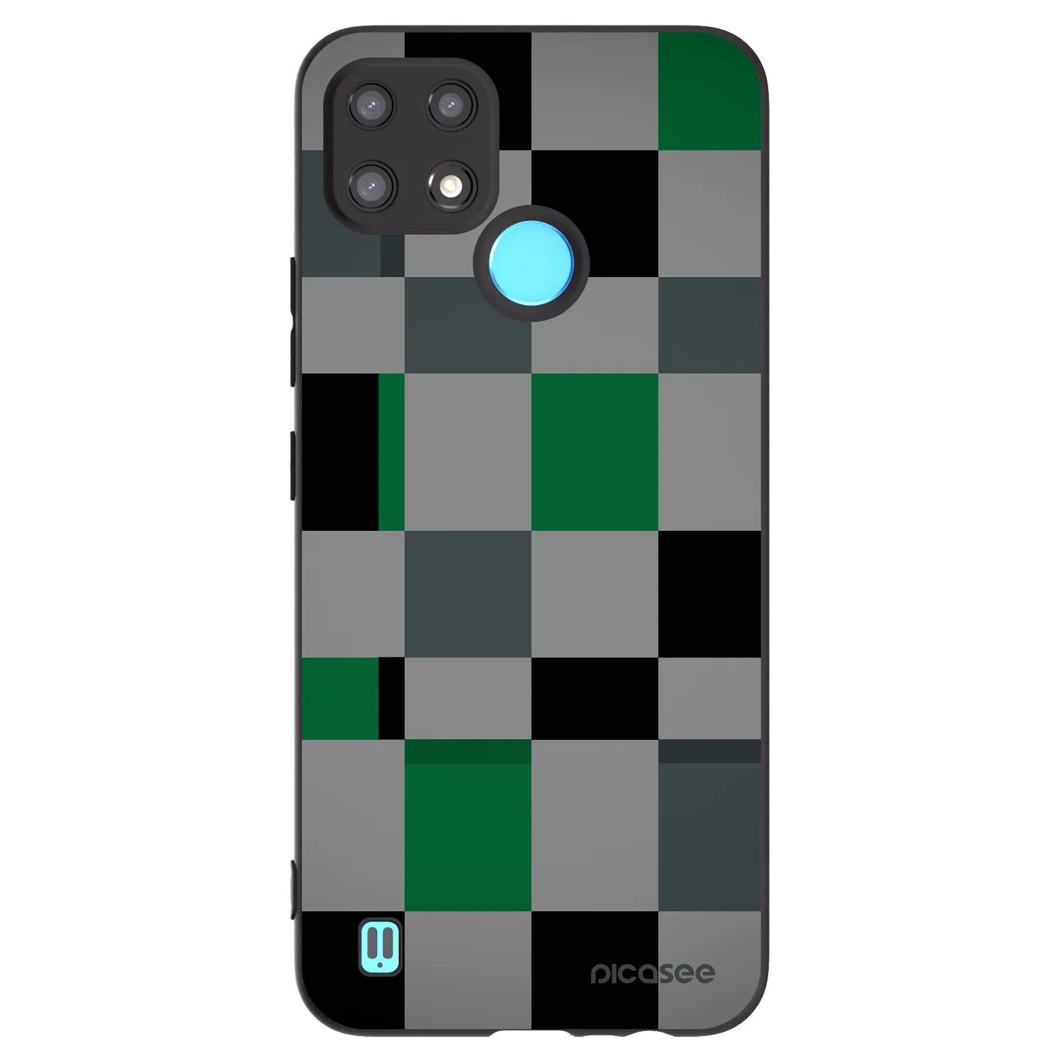 Picasee Μαύρη θήκη σιλικόνης για Realme C21 - Block Grid