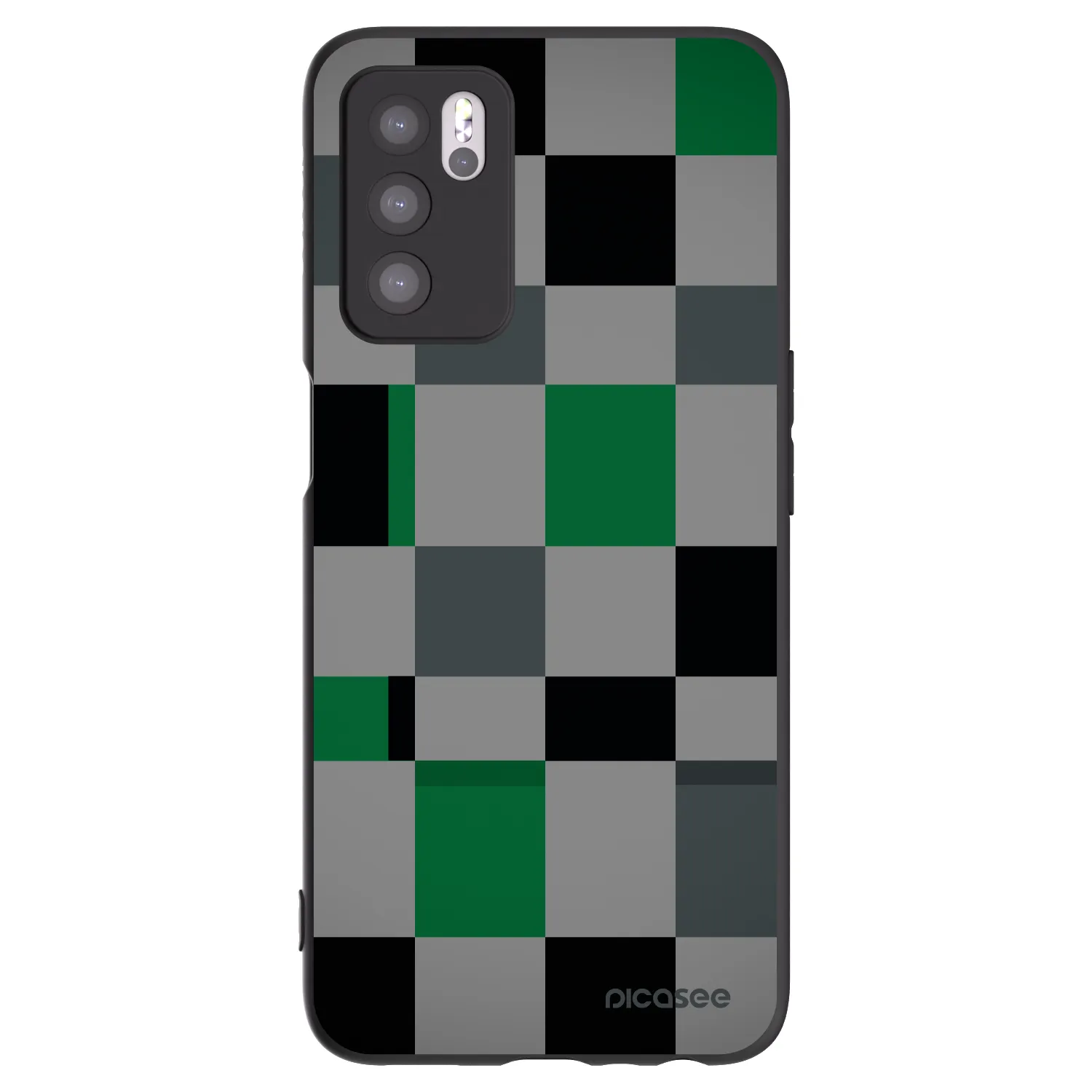 Picasee Μαύρη θήκη σιλικόνης για OPPO A16 - Block Grid