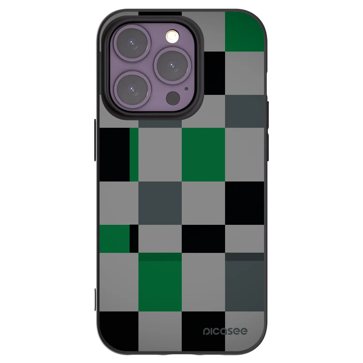 Picasee Μαύρη θήκη σιλικόνης για Apple iPhone 14 Pro - Block Grid