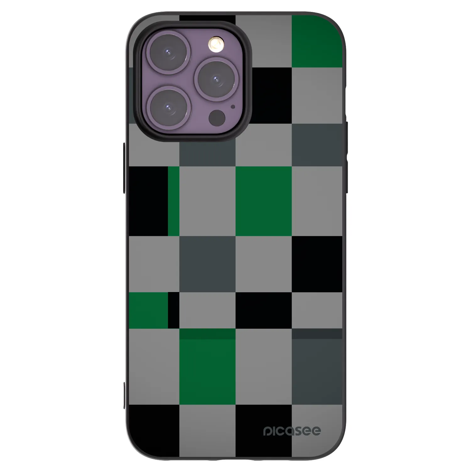 Picasee Μαύρη θήκη σιλικόνης για Apple iPhone 14 Pro Max - Block Grid