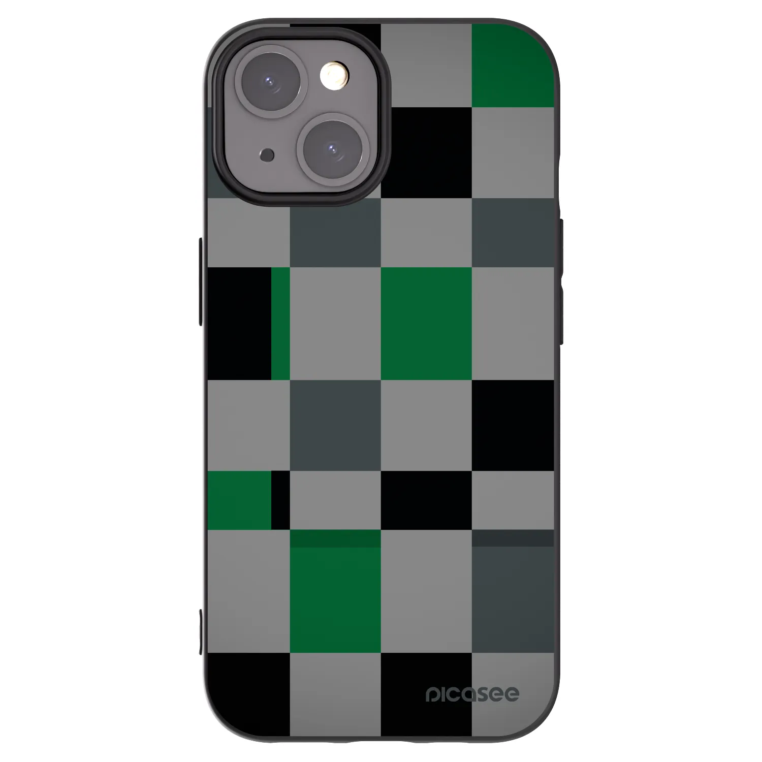 Picasee Μαύρη θήκη σιλικόνης για Apple iPhone 15 - Block Grid