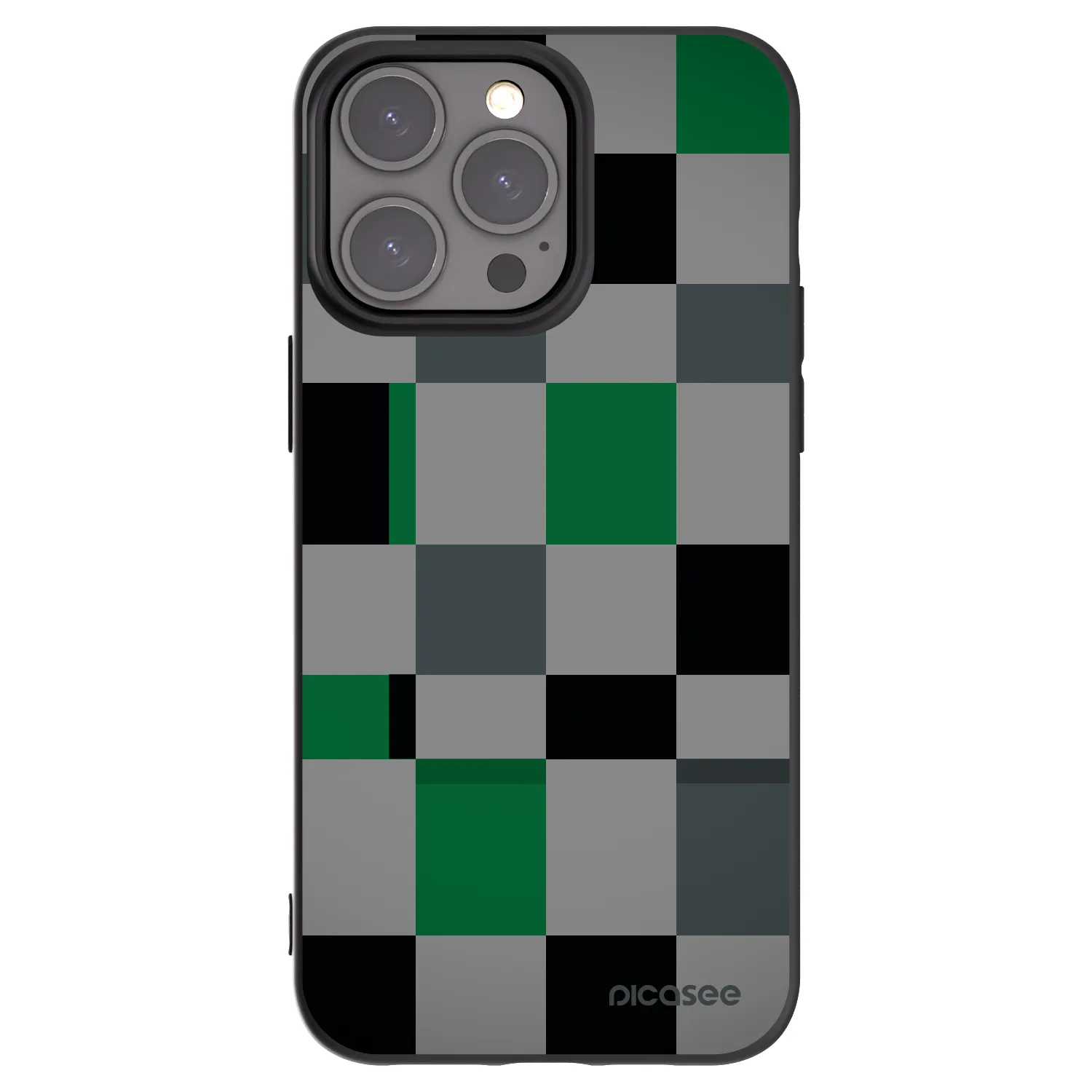 Picasee Μαύρη θήκη σιλικόνης για Apple iPhone 15 Pro Max - Block Grid
