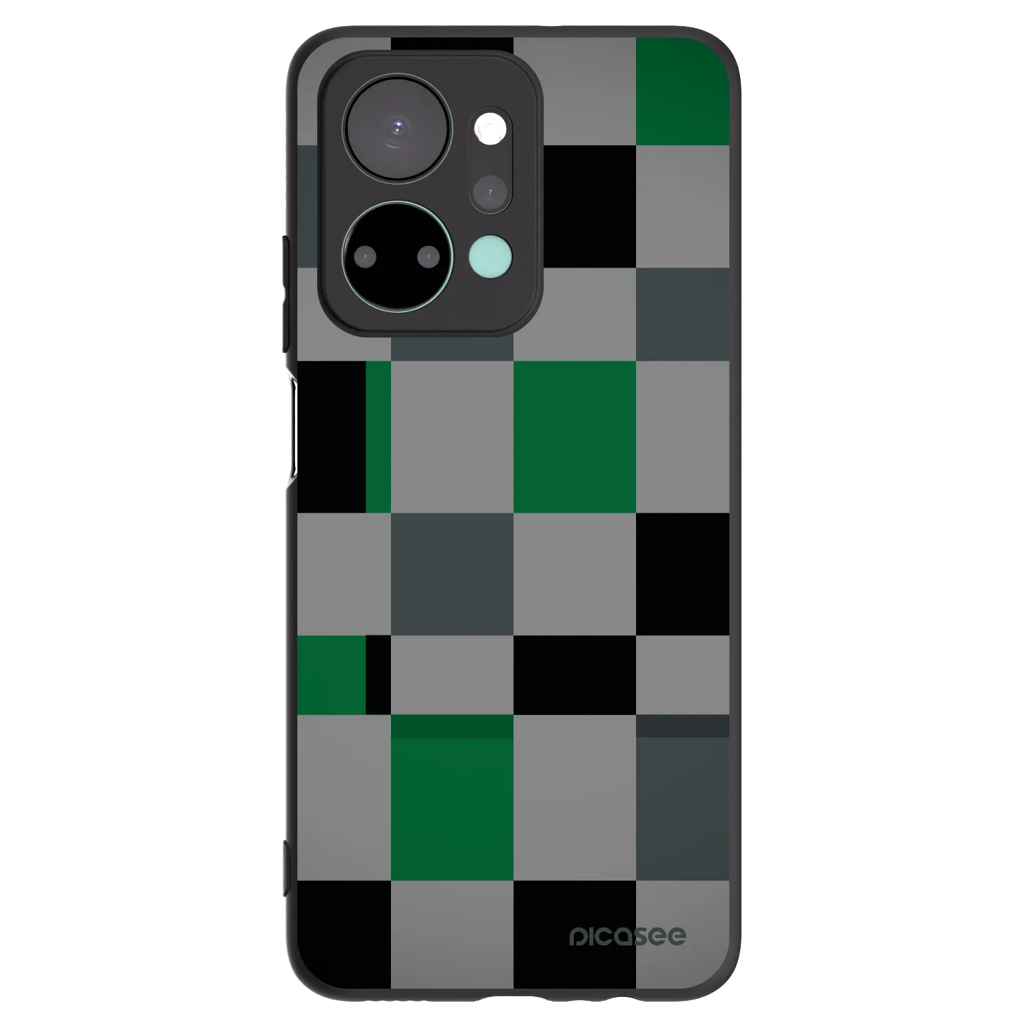 Picasee Μαύρη θήκη σιλικόνης για Honor X7a - Block Grid