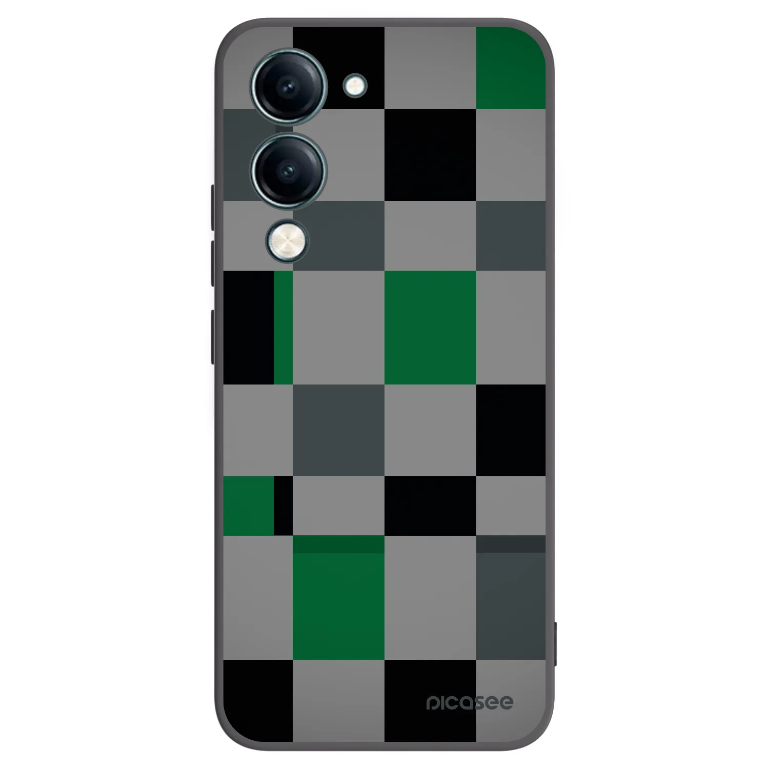 Picasee Μαύρη θήκη σιλικόνης για Vivo Y29s 5G - Block Grid