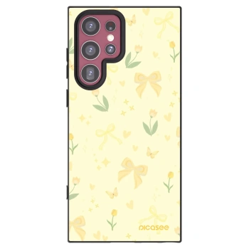 Picasee Μαύρη θήκη σιλικόνης για Samsung Galaxy S22 Ultra 5G - Honey Blossom