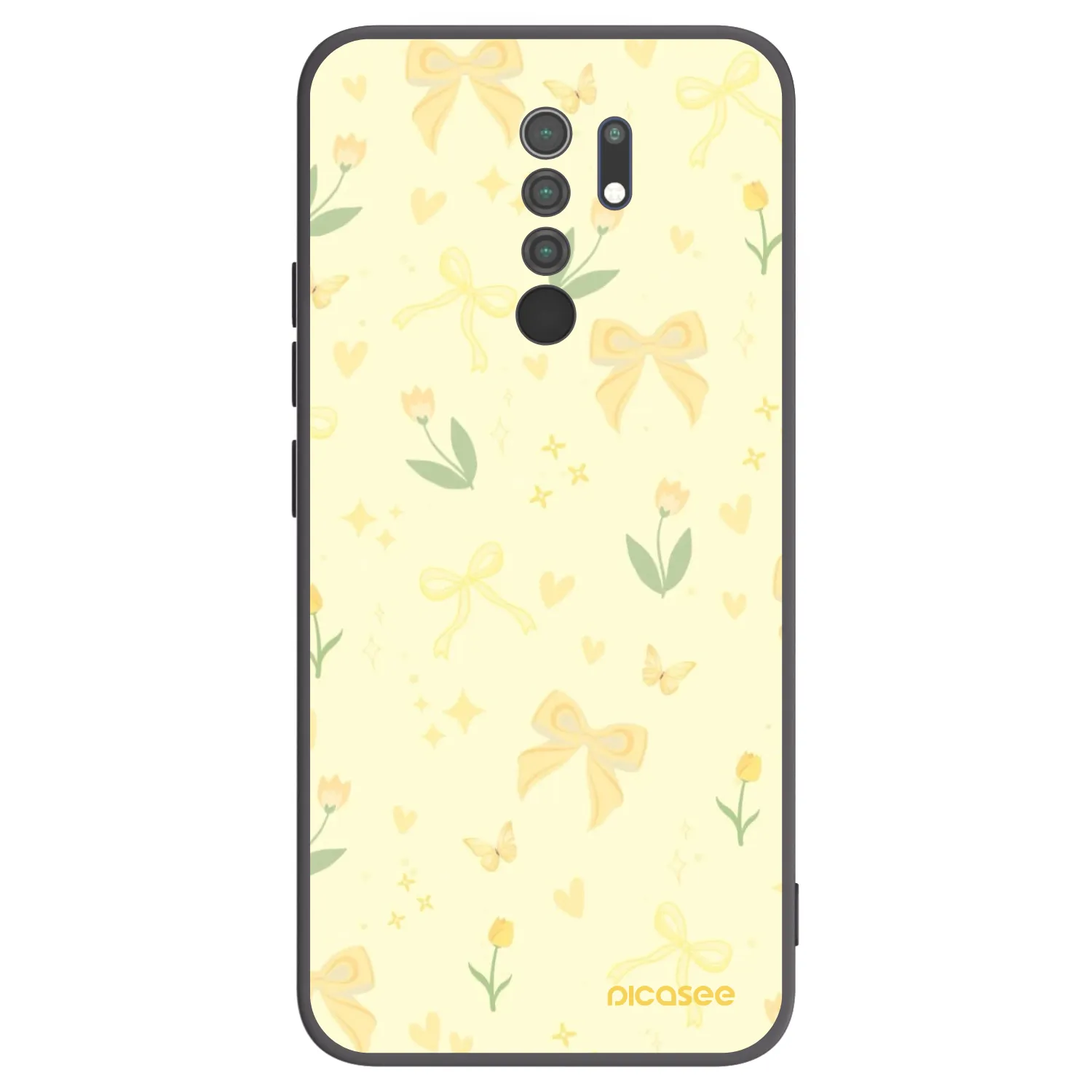 Picasee Μαύρη θήκη σιλικόνης για Xiaomi Redmi 9 - Honey Blossom