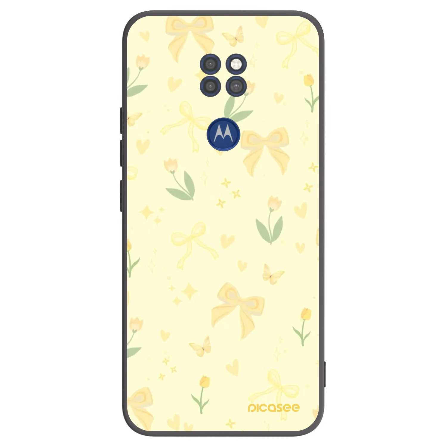 Picasee Μαύρη θήκη σιλικόνης για Motorola Moto G9 Play - Honey Blossom