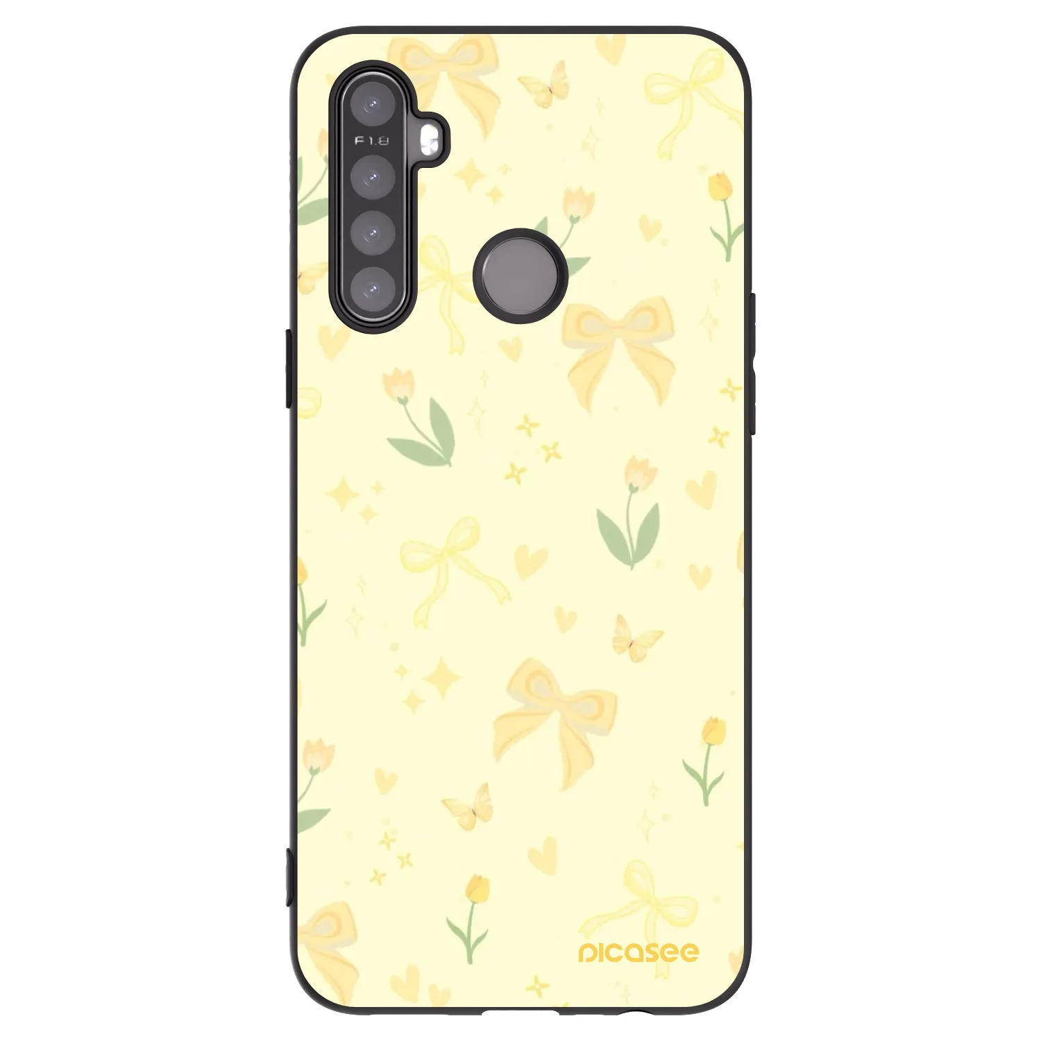 Picasee Μαύρη θήκη σιλικόνης για Realme 5 - Honey Blossom
