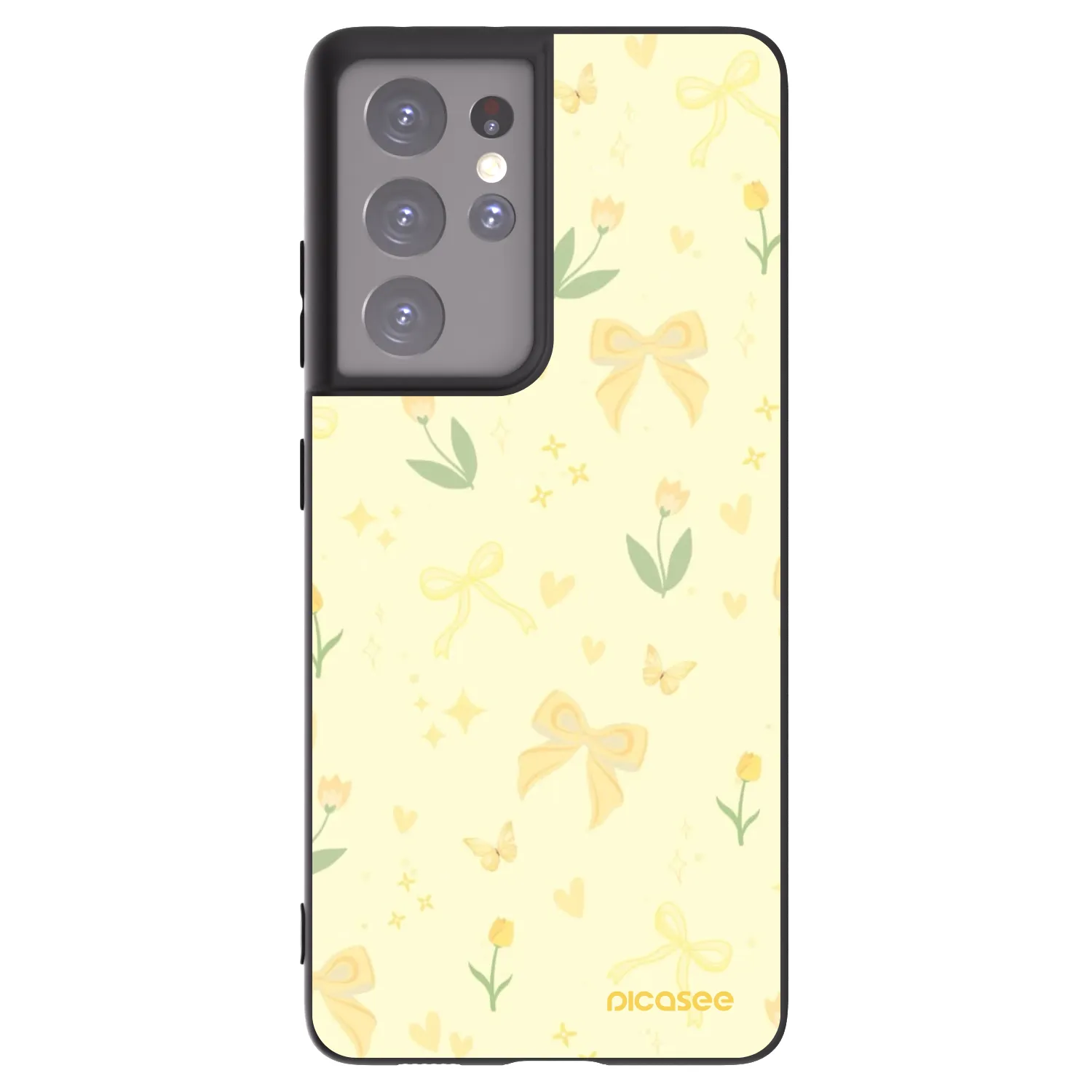 Picasee Μαύρη θήκη σιλικόνης για Samsung Galaxy S21 Ultra 5G G998B - Honey Blossom
