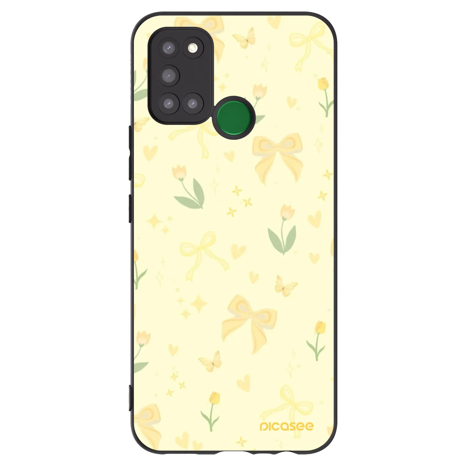Picasee Μαύρη θήκη σιλικόνης για Realme 7i - Honey Blossom