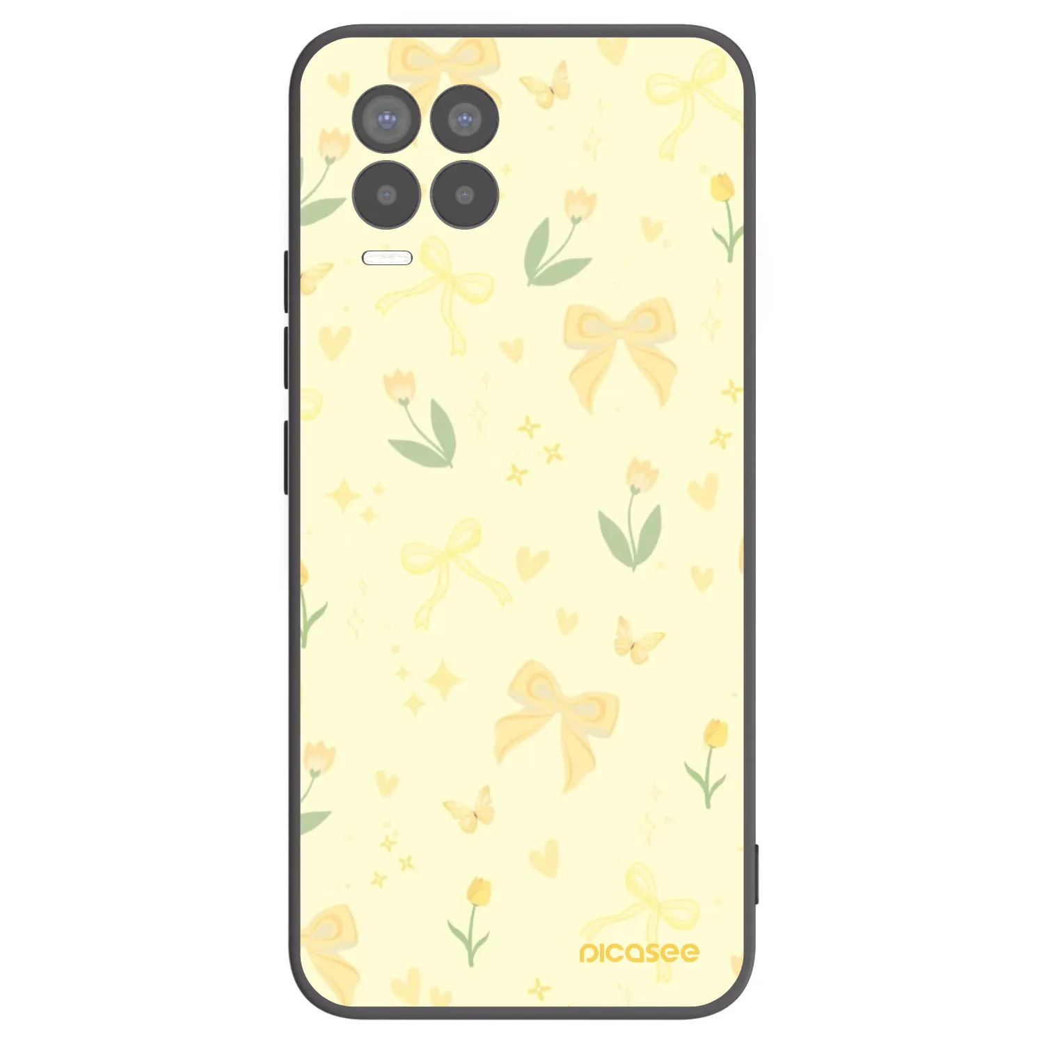 Picasee Μαύρη θήκη σιλικόνης για Realme 8 4G - Honey Blossom