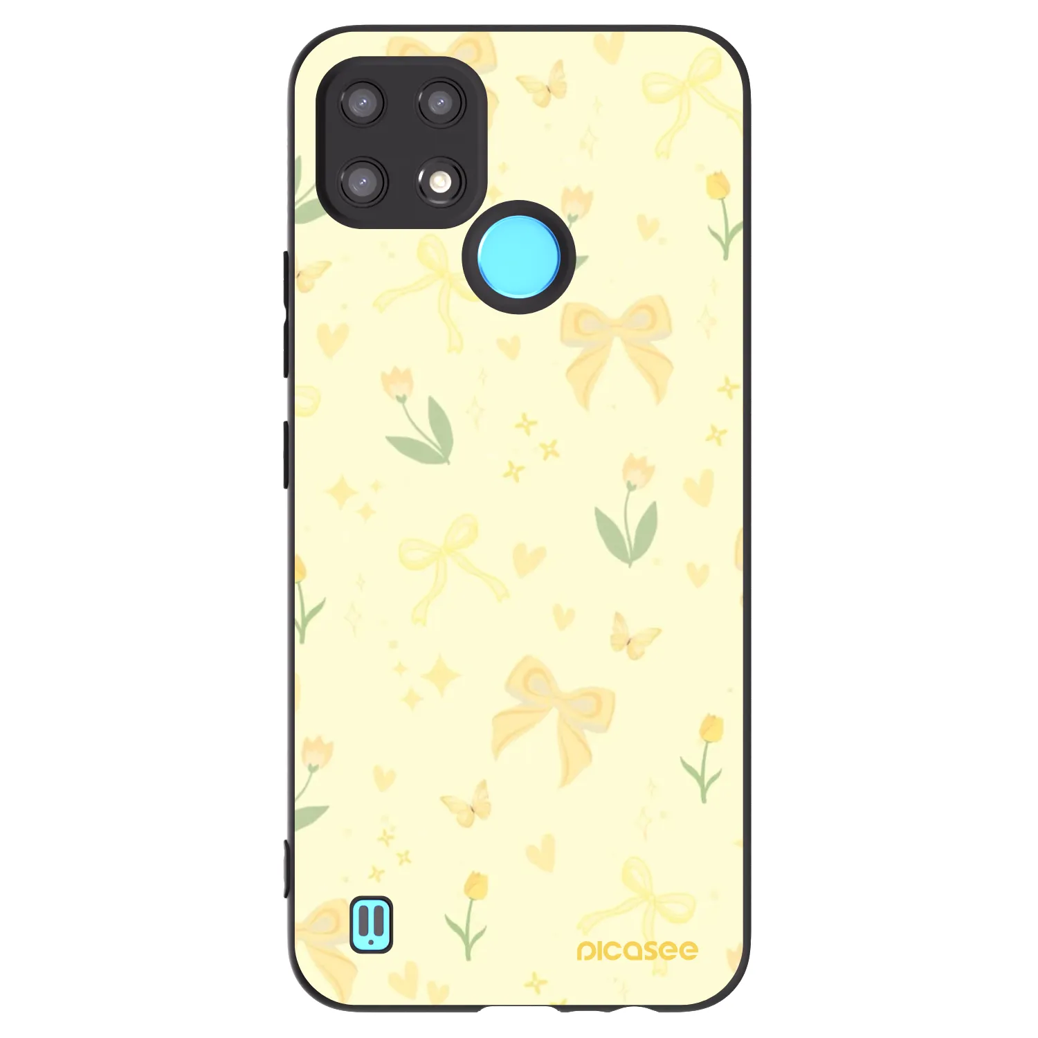 Picasee Μαύρη θήκη σιλικόνης για Realme C21 - Honey Blossom