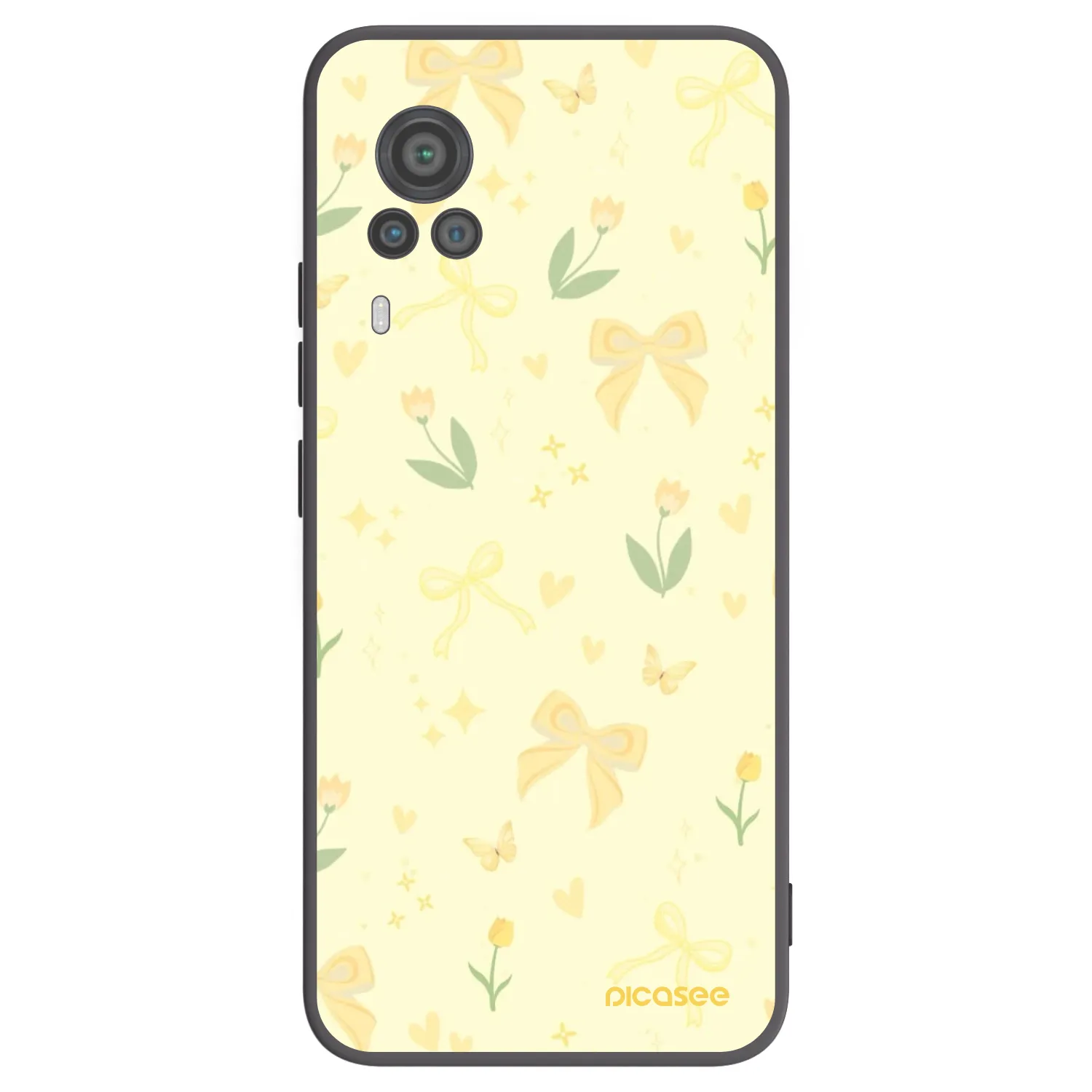 Picasee Μαύρη θήκη σιλικόνης για Vivo X60 Pro 5G - Honey Blossom