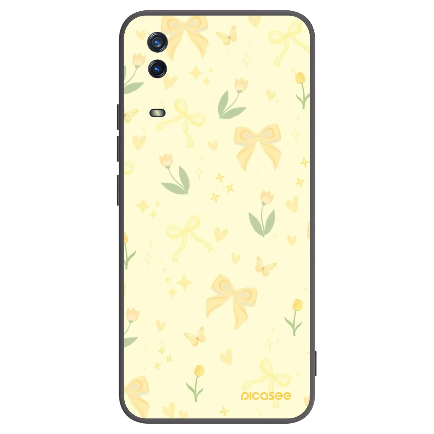 Picasee Μαύρη θήκη σιλικόνης για Vivo Y11s - Honey Blossom