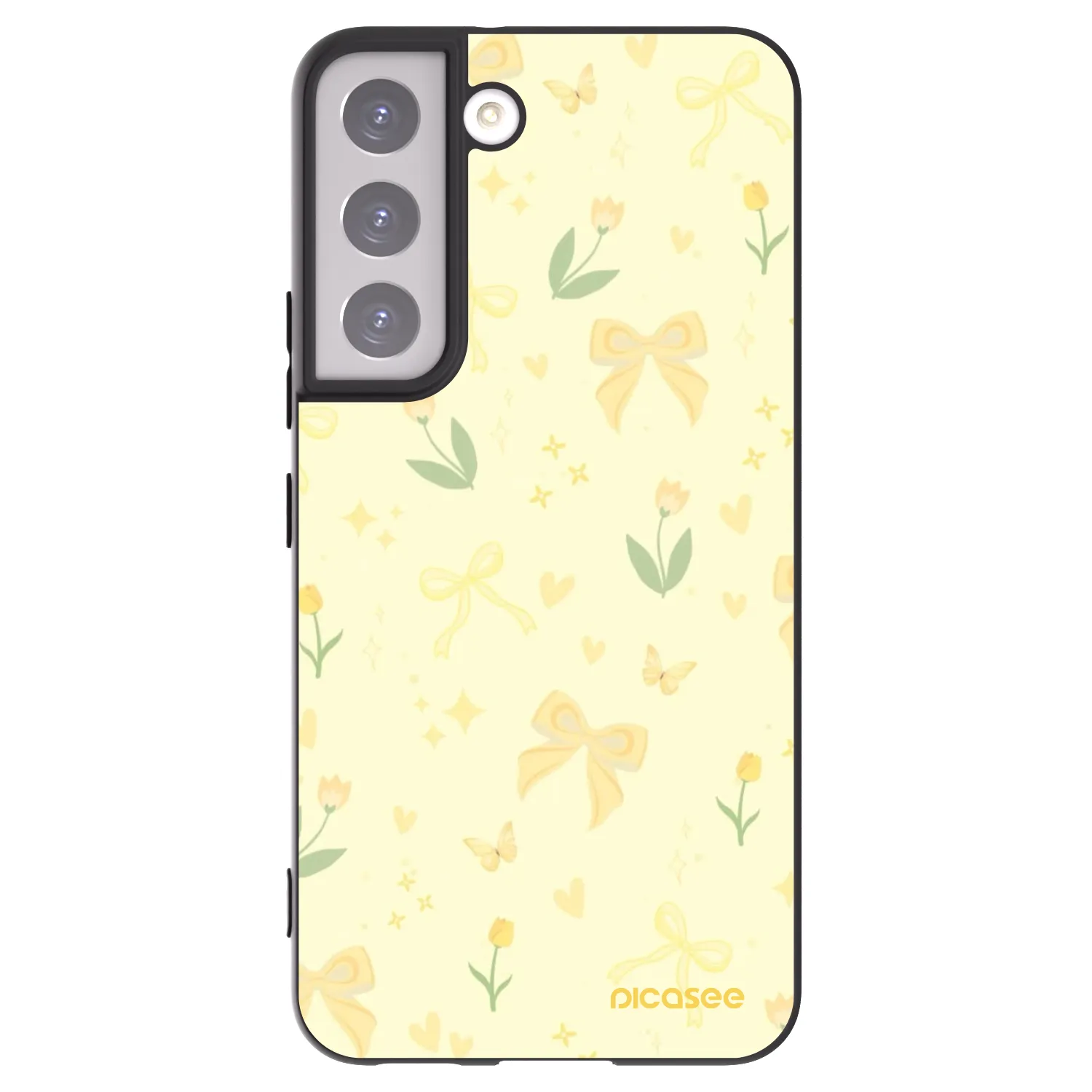 Picasee Μαύρη θήκη σιλικόνης για Samsung Galaxy S22 5G - Honey Blossom