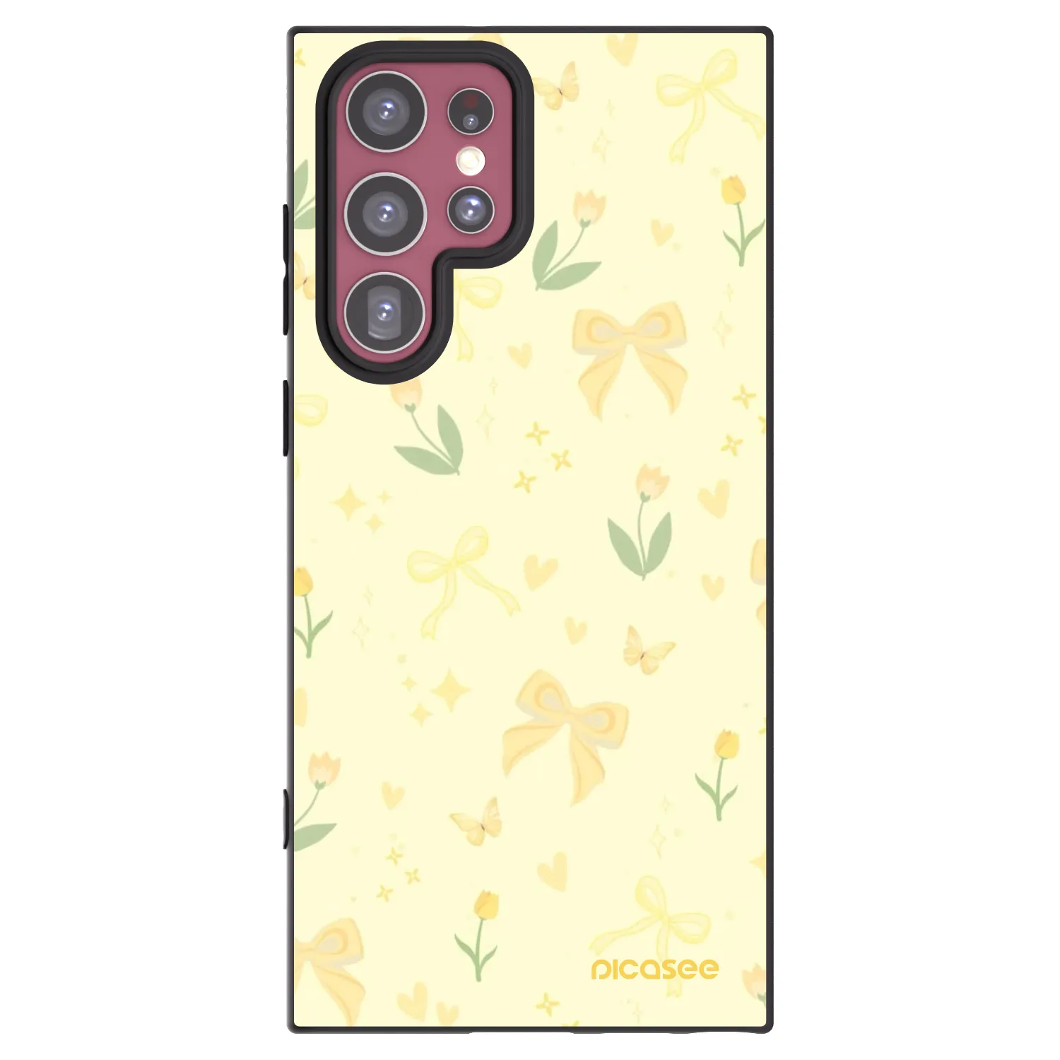 Picasee Μαύρη θήκη σιλικόνης για Samsung Galaxy S22 Ultra 5G - Honey Blossom