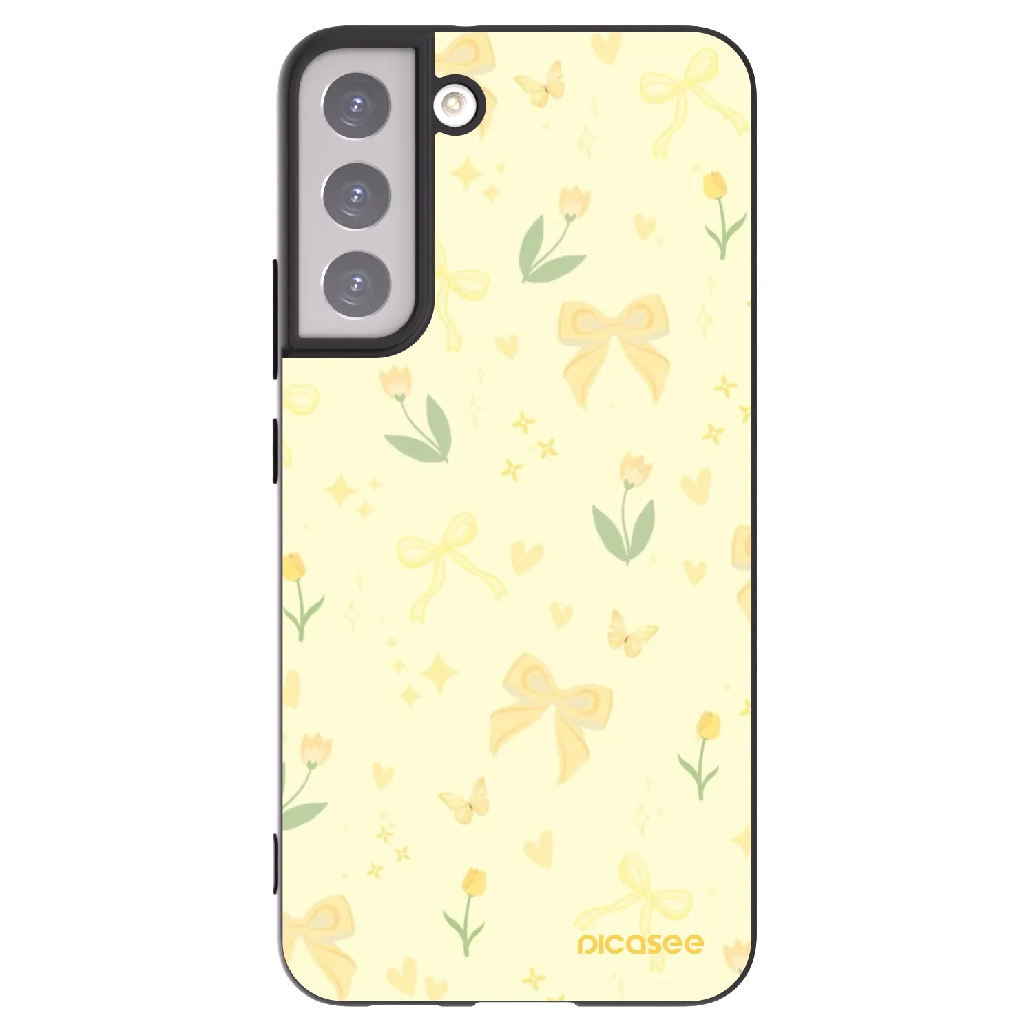 Picasee Μαύρη θήκη σιλικόνης για Samsung Galaxy S22+ 5G - Honey Blossom