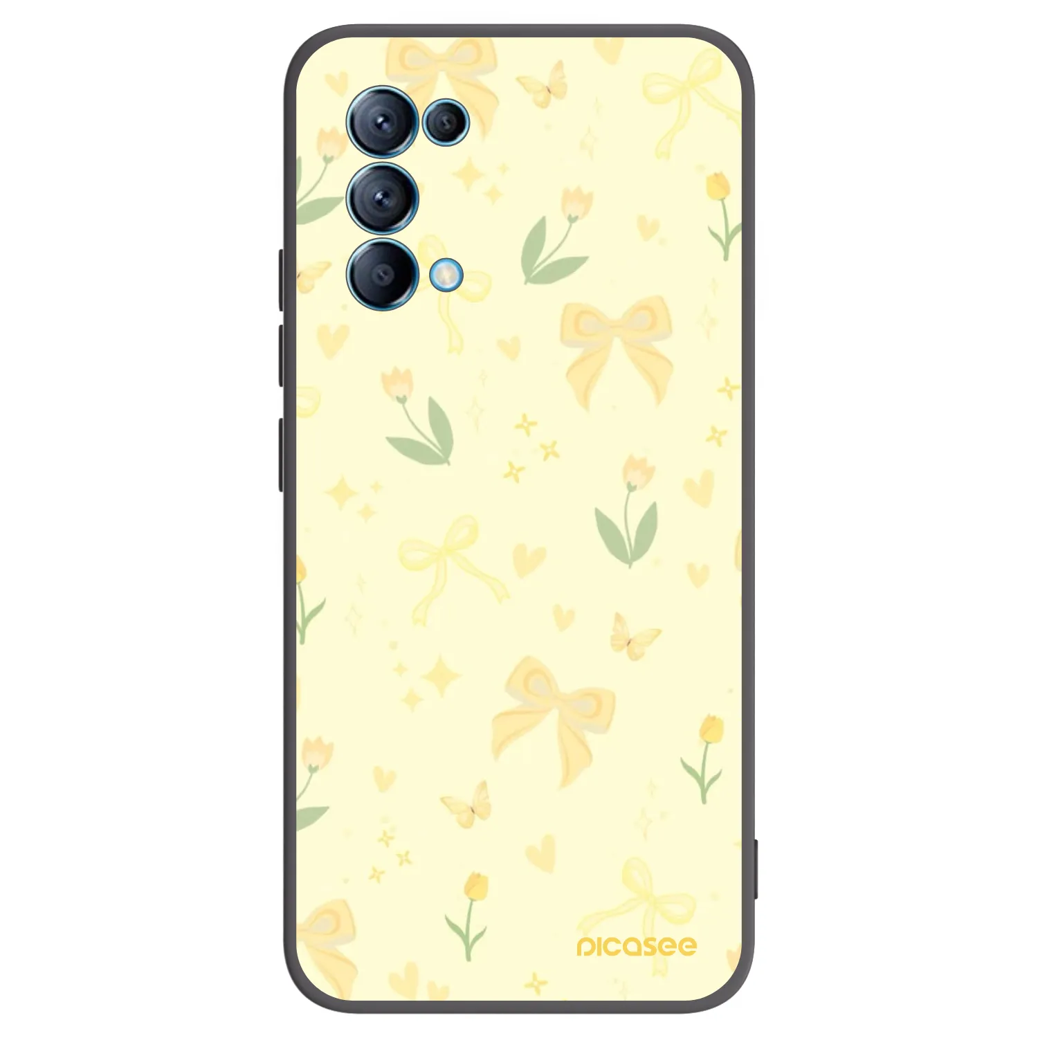 Picasee Μαύρη θήκη σιλικόνης για OPPO A16s - Honey Blossom
