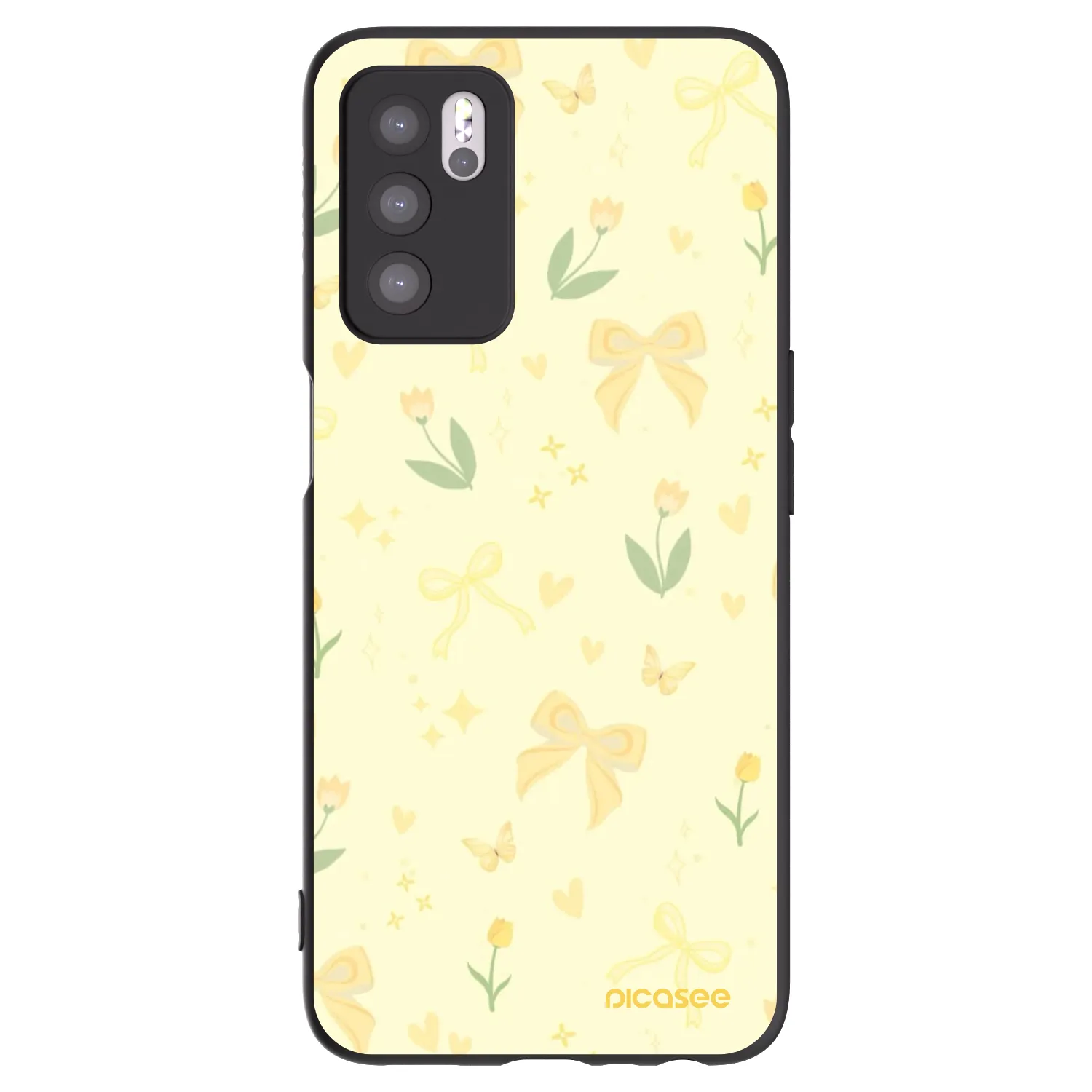 Picasee Μαύρη θήκη σιλικόνης για OPPO A16 - Honey Blossom