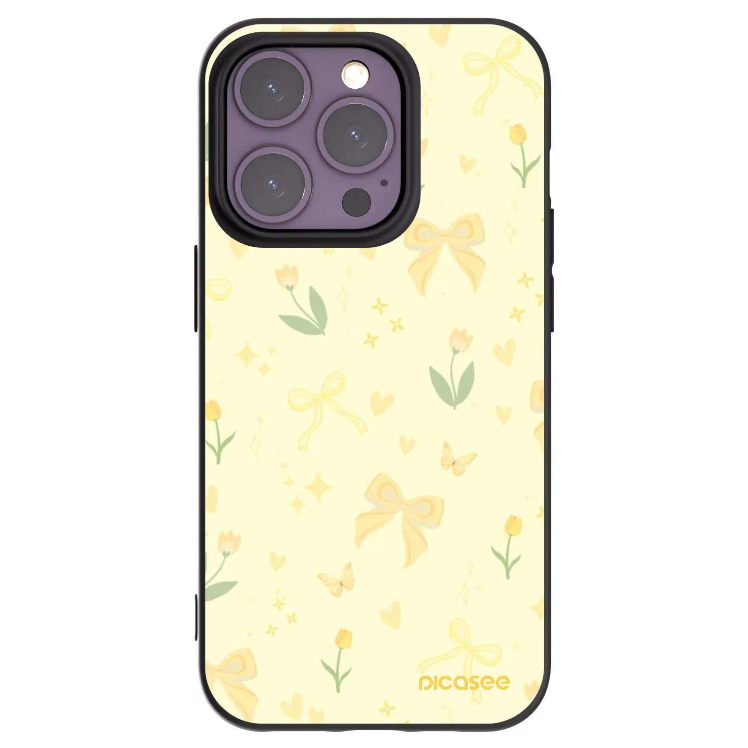 Picasee Μαύρη θήκη σιλικόνης για Apple iPhone 14 Pro - Honey Blossom